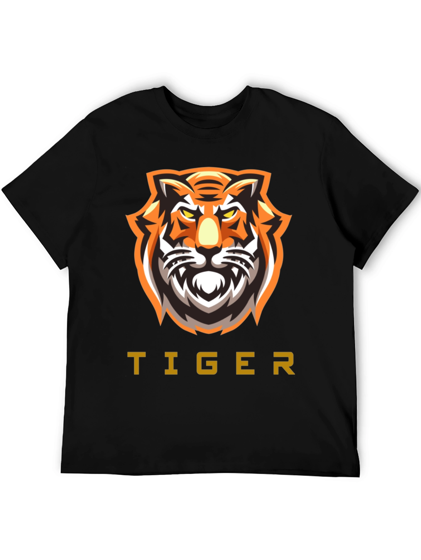 Bold Tiger Graphic Tee - Black Cotton T-Shirt