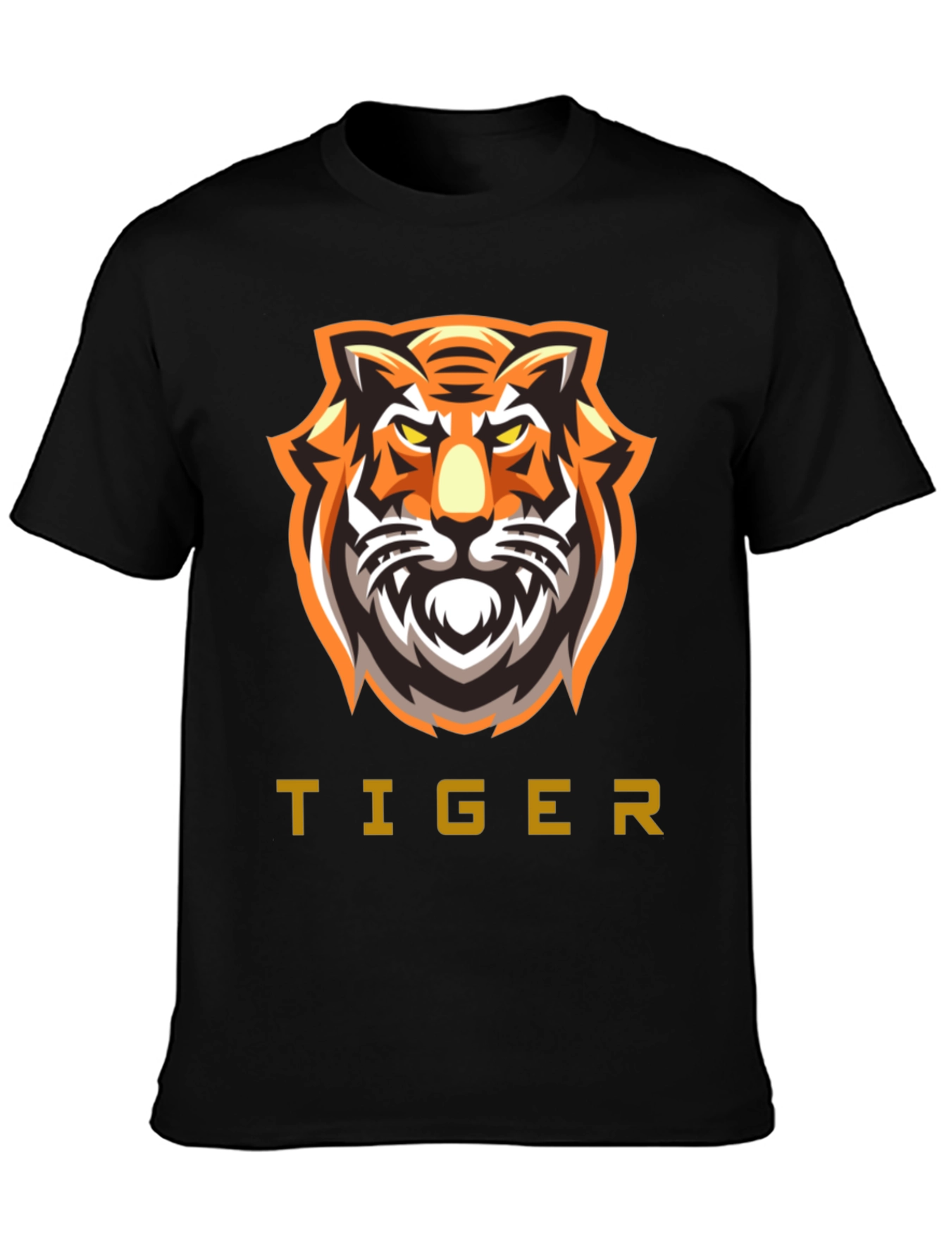 Bold Tiger Graphic Tee - Black Cotton T-Shirt