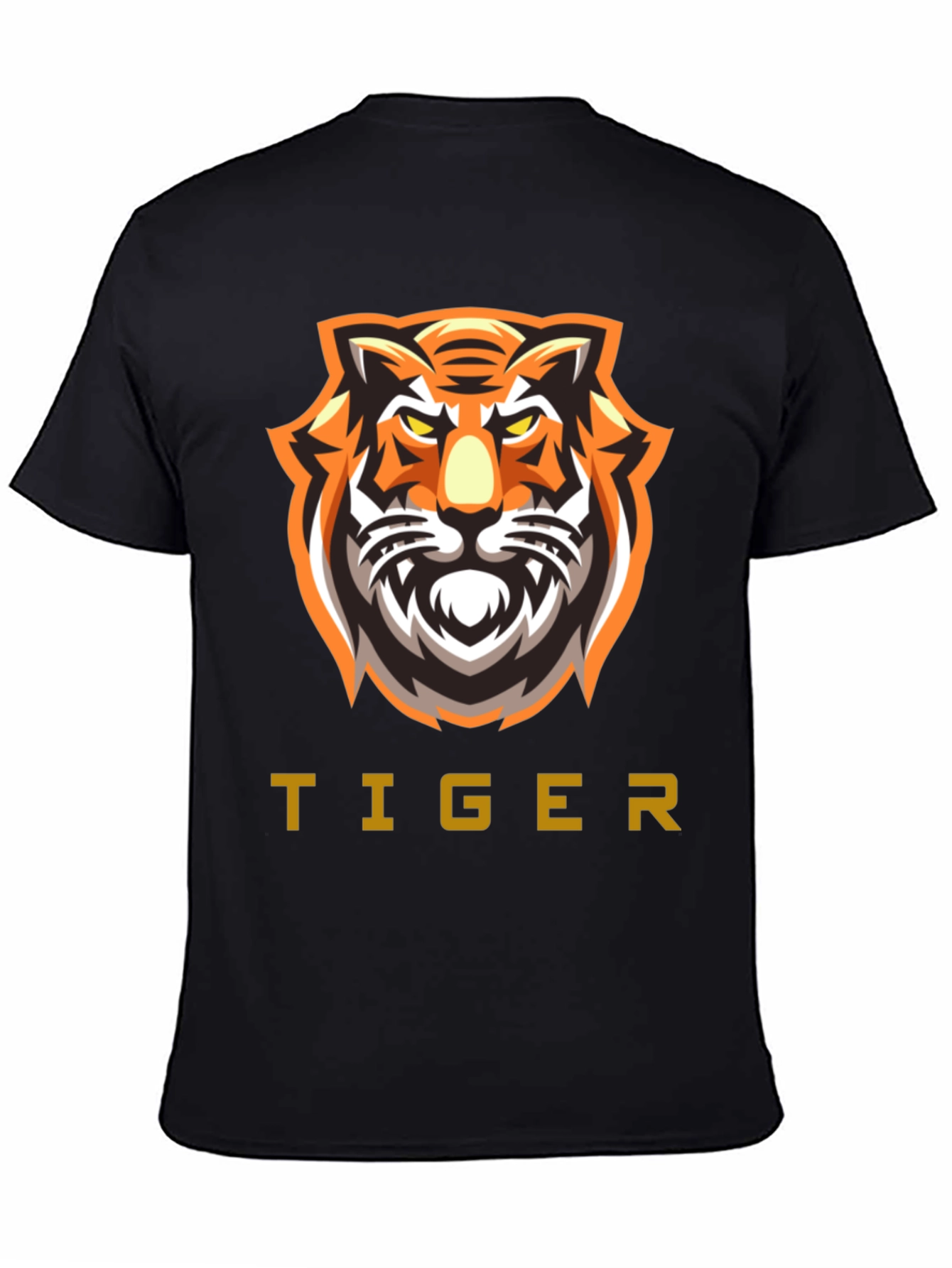 Bold Tiger Graphic Tee - Black Cotton T-Shirt