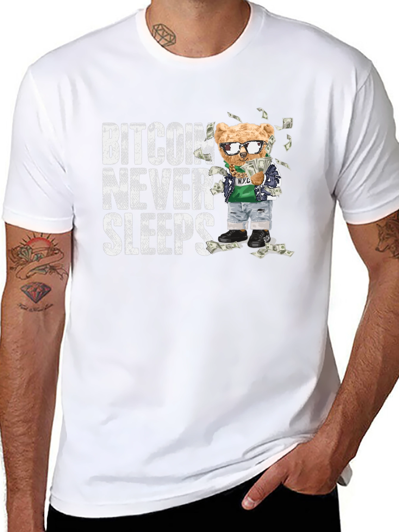 Bitcoin Never Sleeps Black T-Shirt