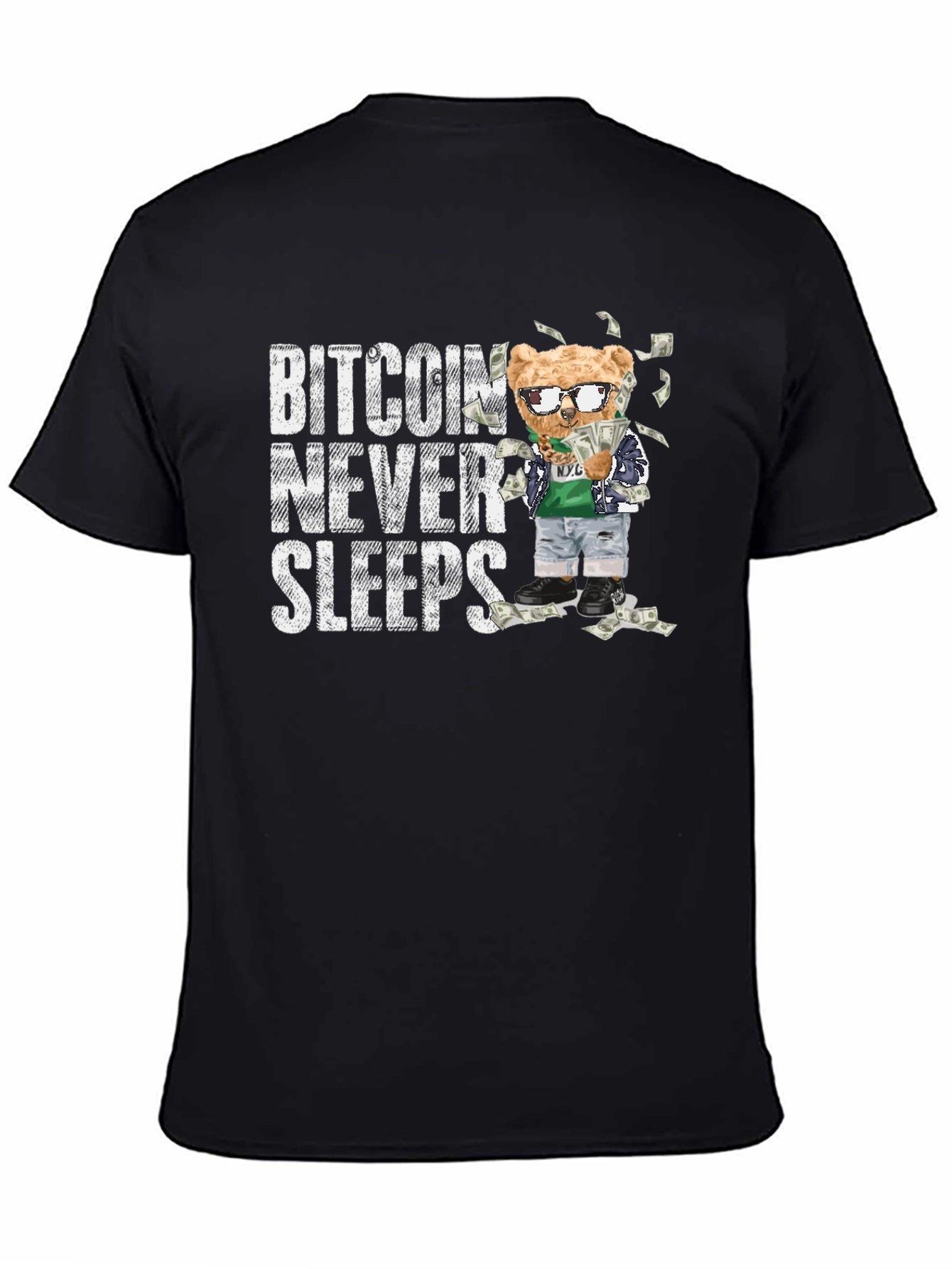 Bitcoin Never Sleeps Black T-Shirt
