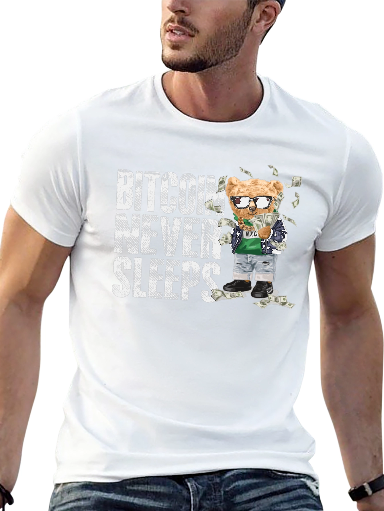 Bitcoin Never Sleeps Black T-Shirt
