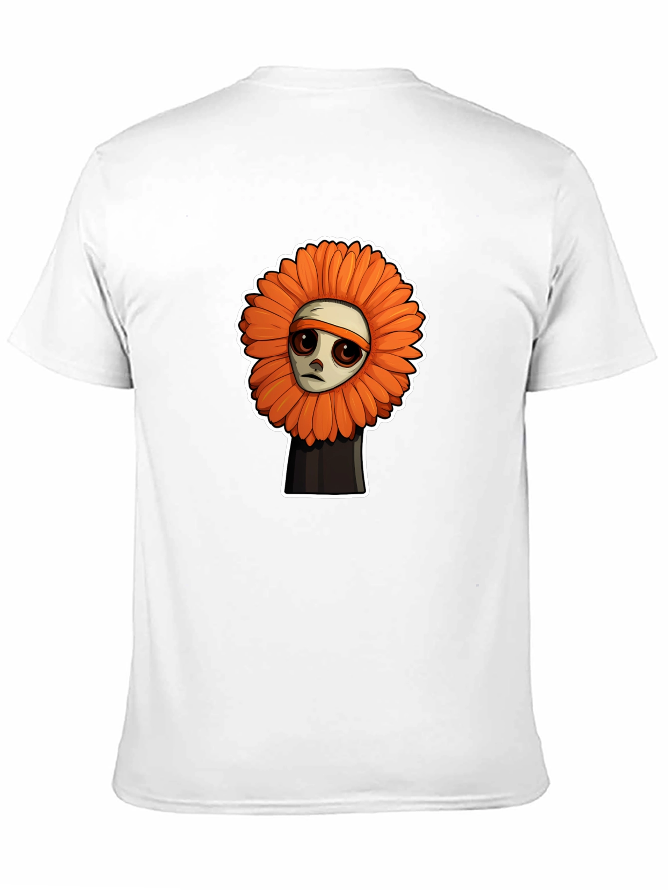 Sad Flower Cartoon Graphic T-Shirt - Unisex Black Tee