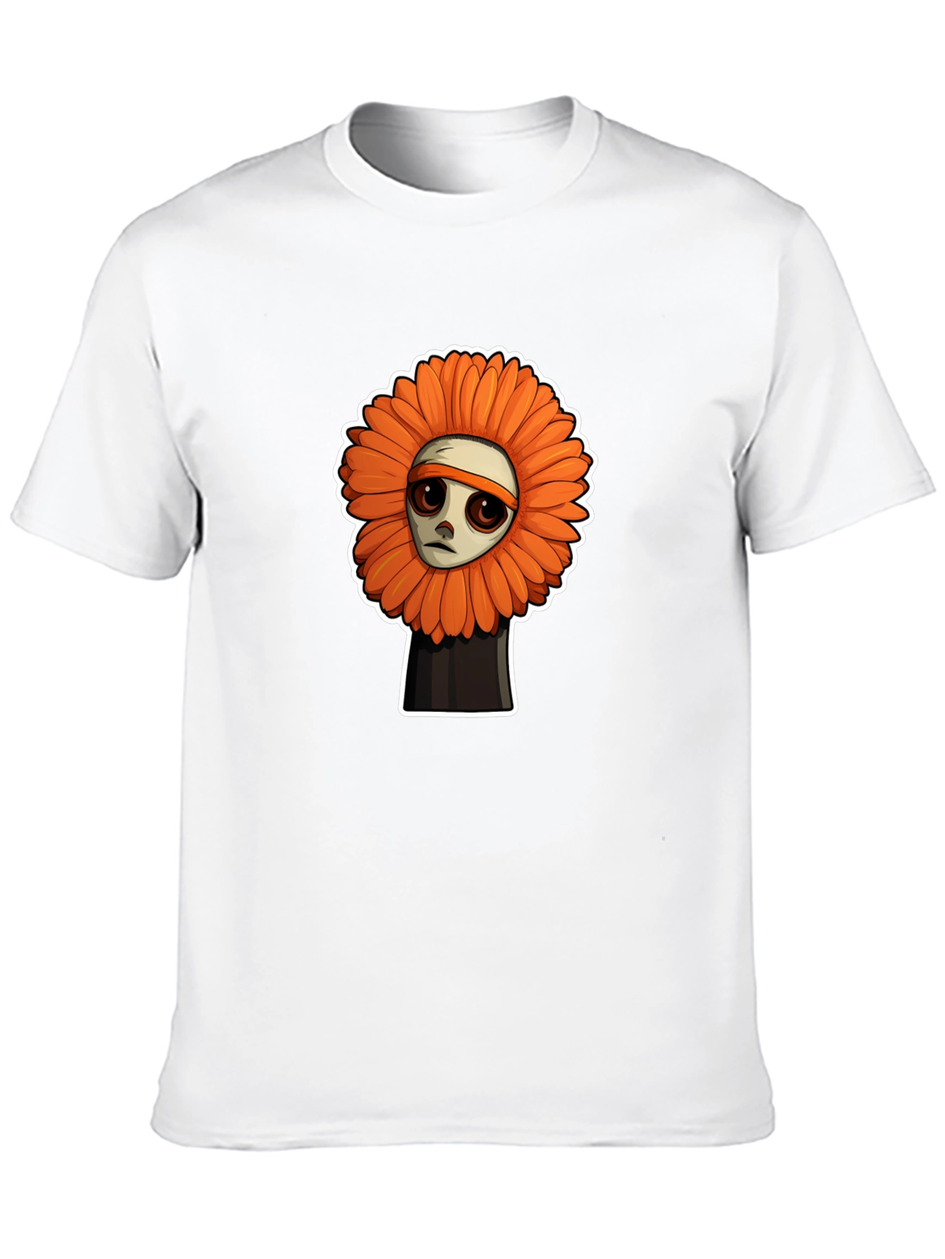 Sad Flower Cartoon Graphic T-Shirt - Unisex Black Tee