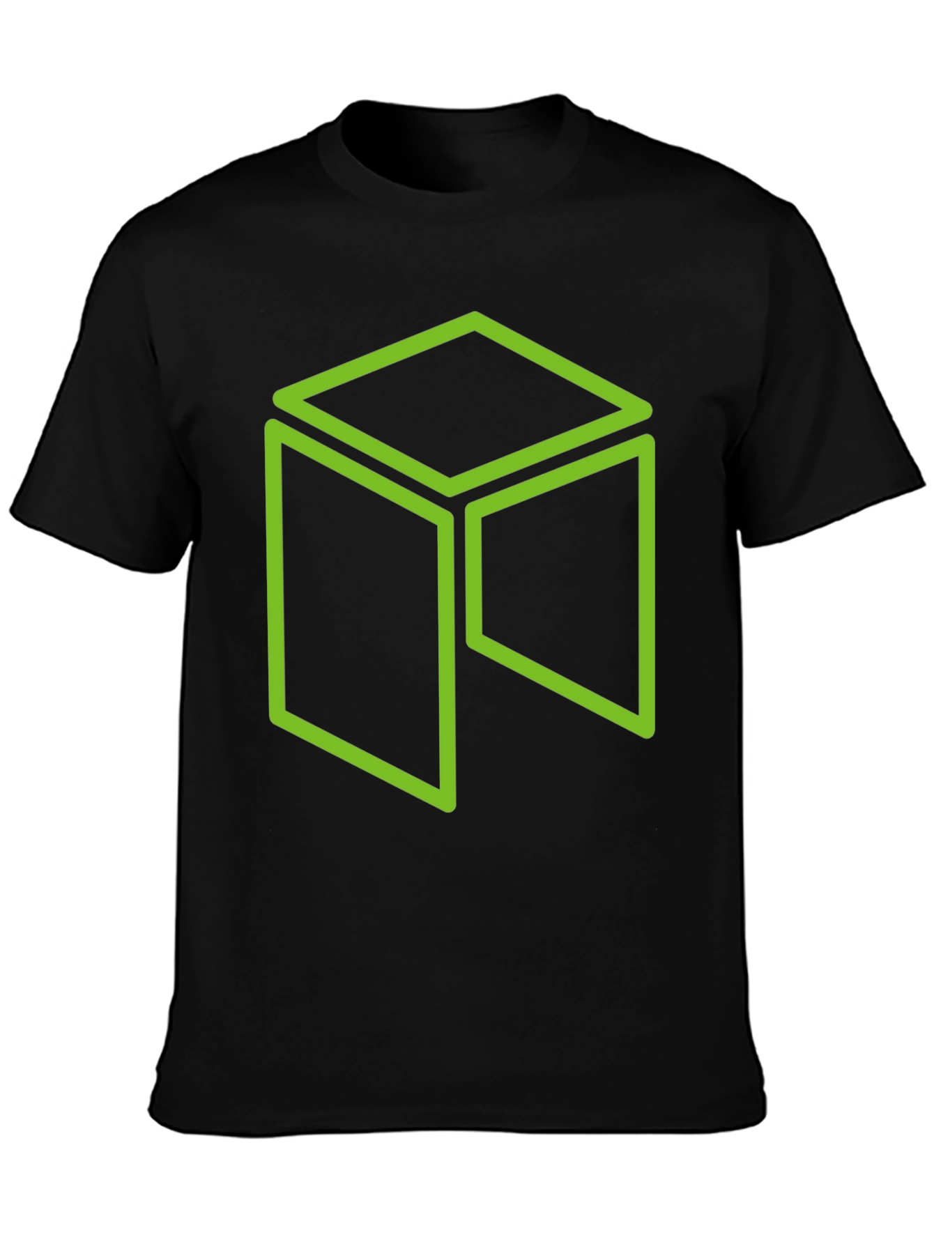 Neon Green Cube Graphic Black T-Shirt
