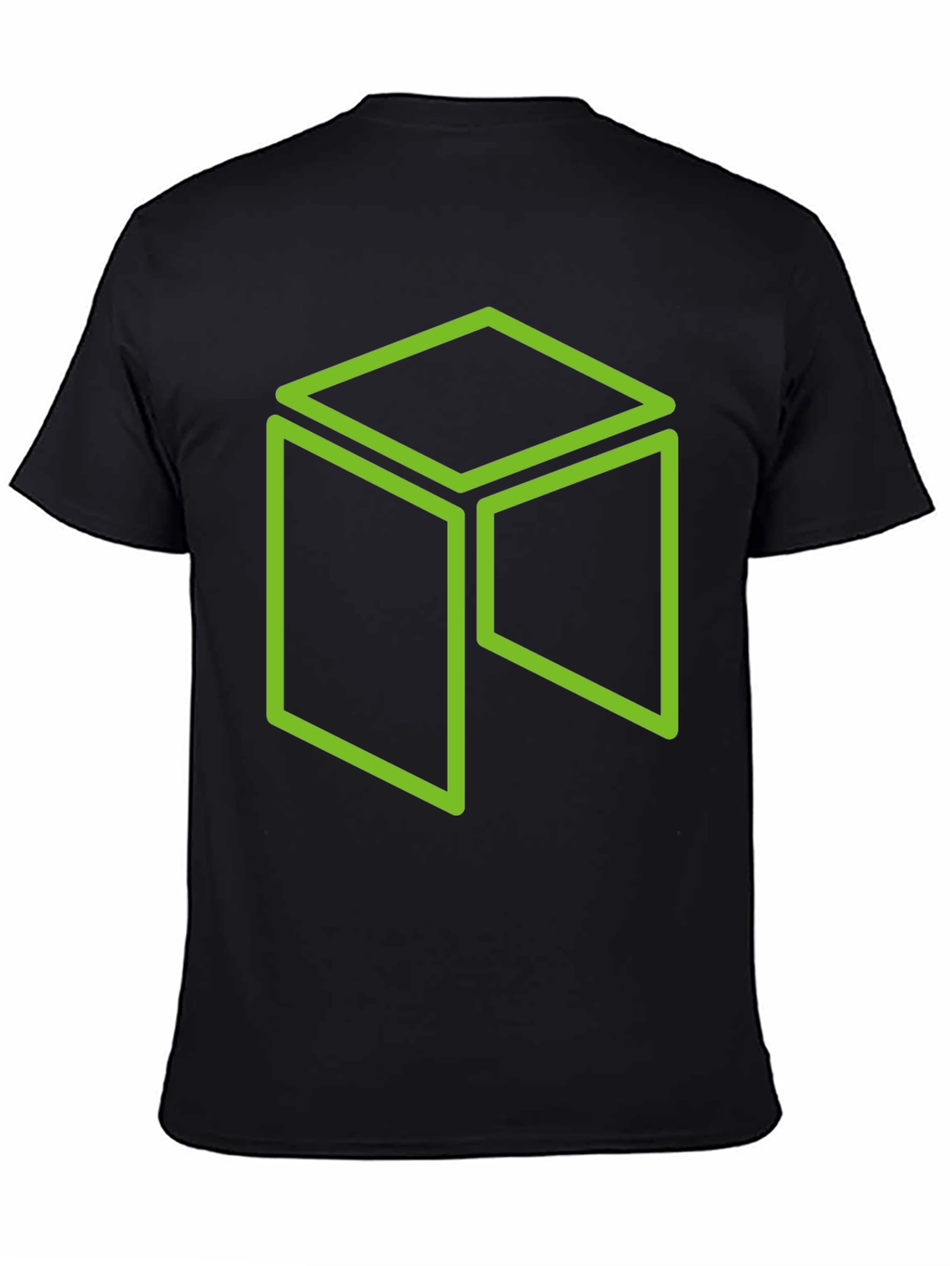 Neon Green Cube Graphic Black T-Shirt