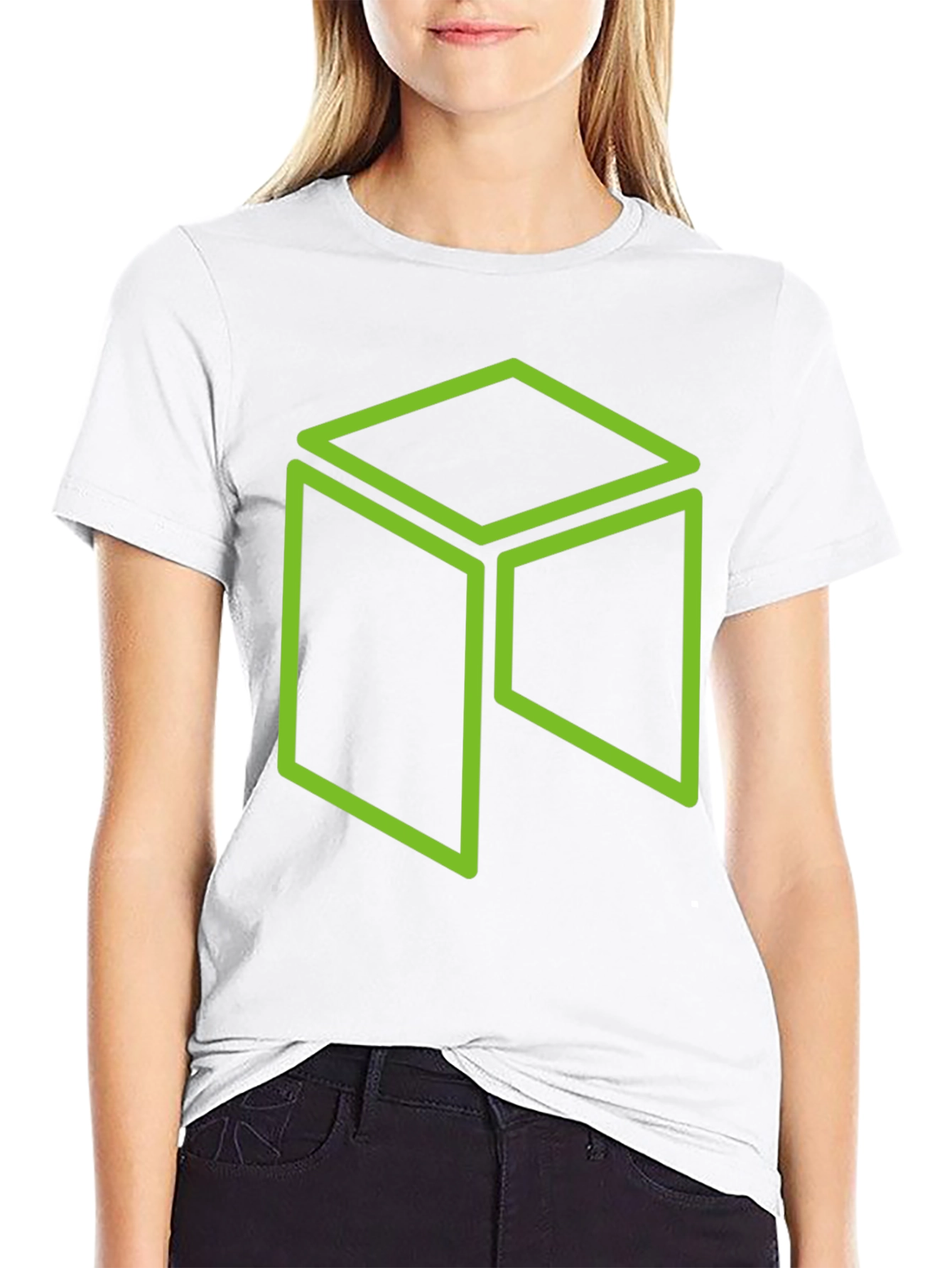 Neon Green Cube Graphic Black T-Shirt