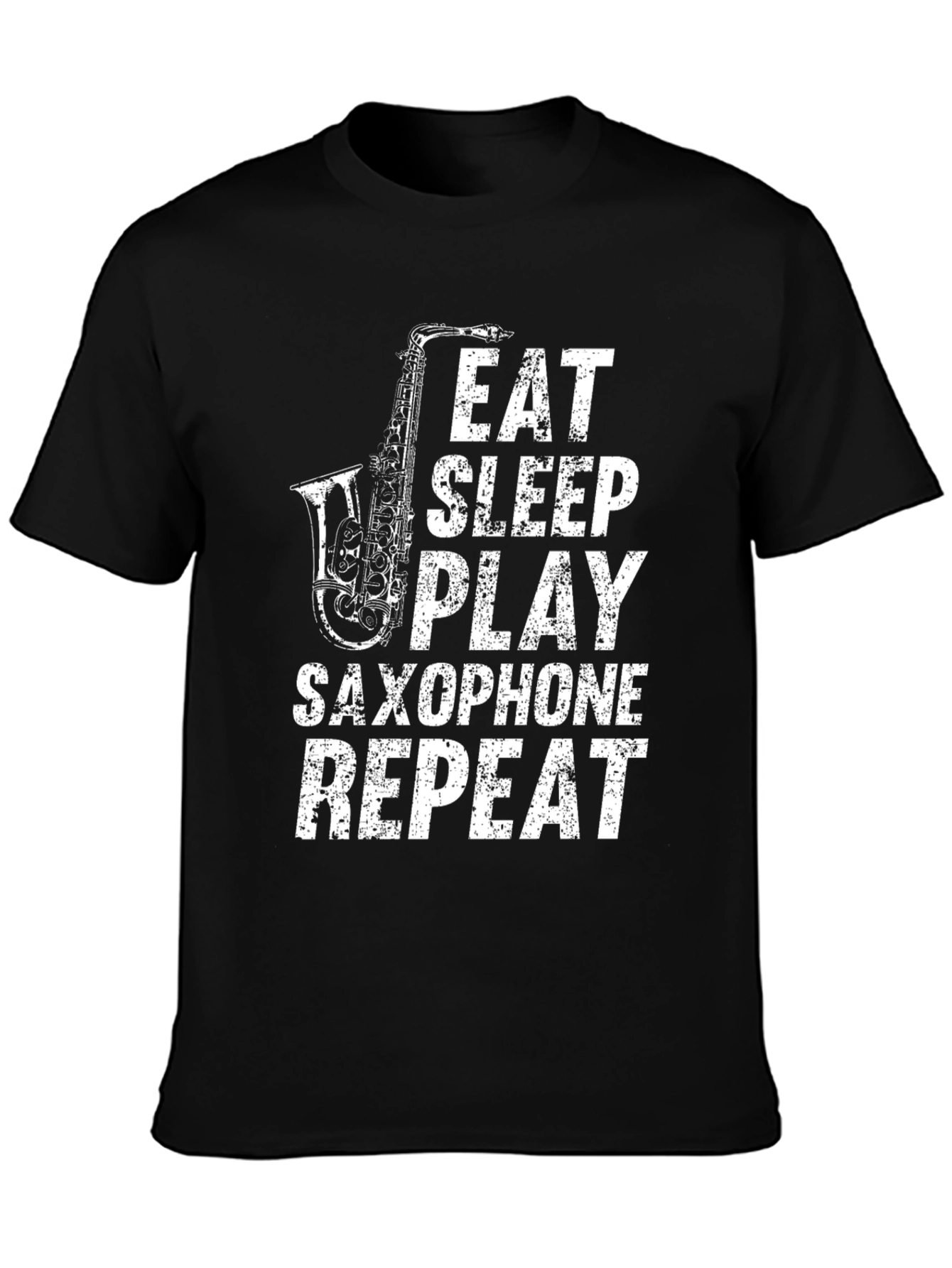 Eat Sleep Play Saxophone Repeat Black T-Shirt