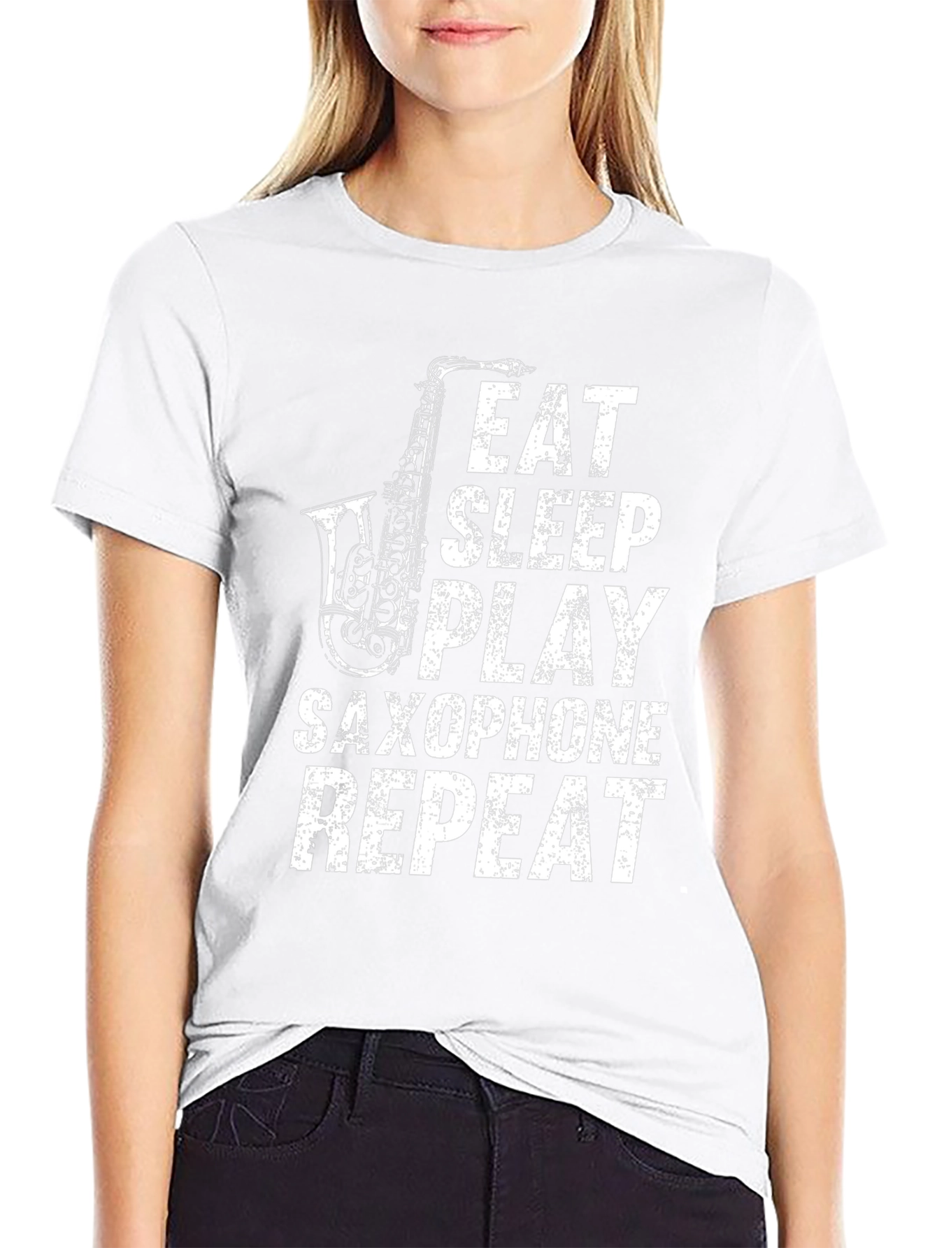 Eat Sleep Play Saxophone Repeat Black T-Shirt