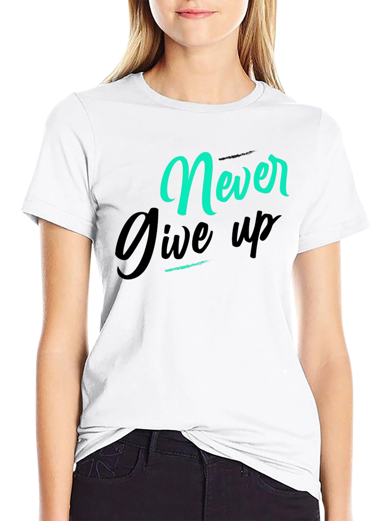 Never Give Up Graphic Tee - Black