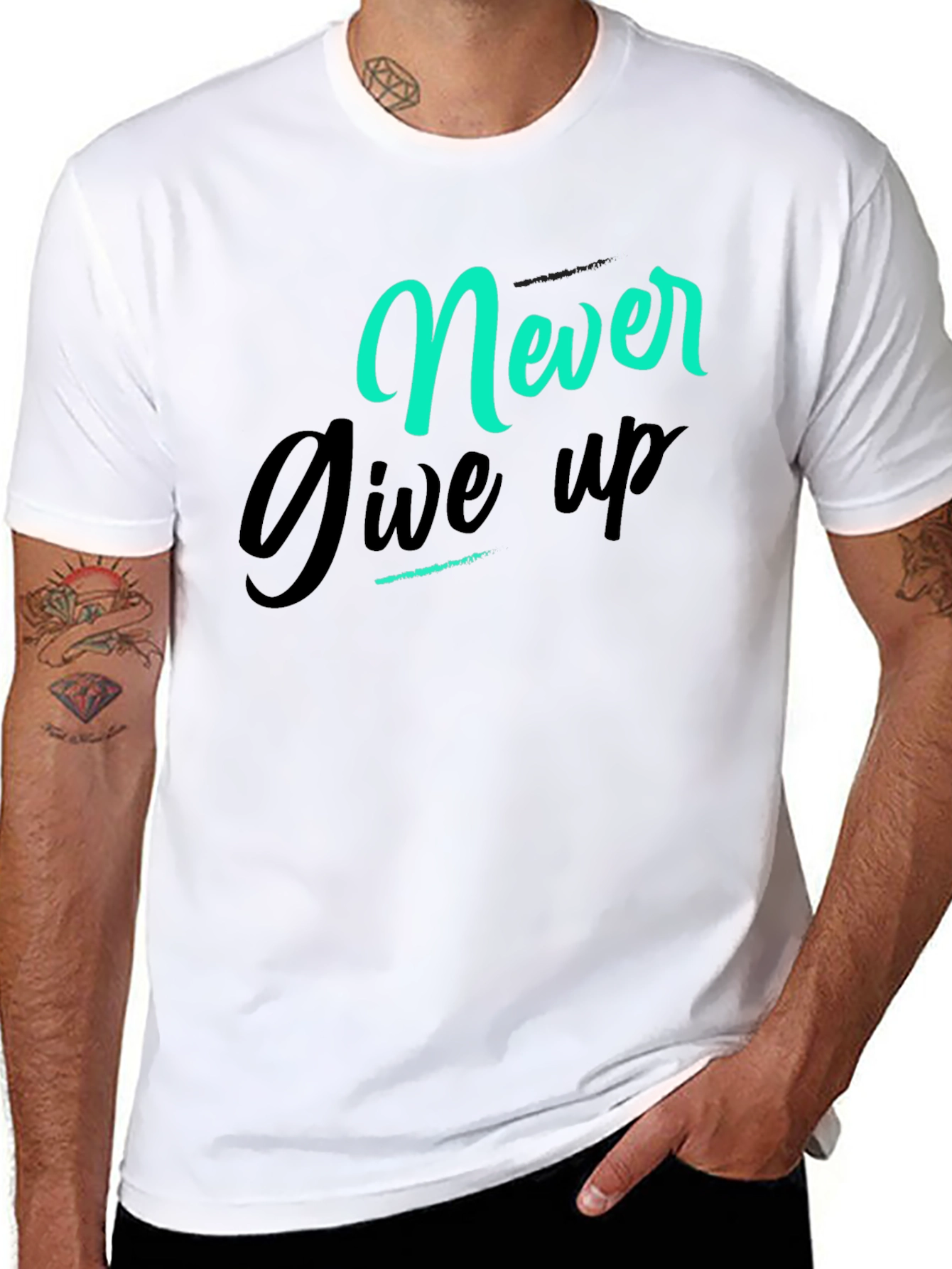Never Give Up Graphic Tee - Black