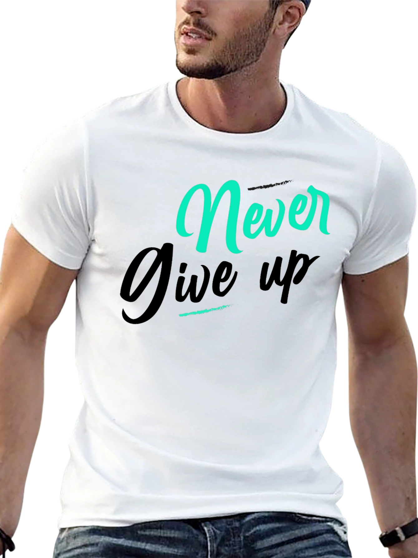 Never Give Up Graphic Tee - Black