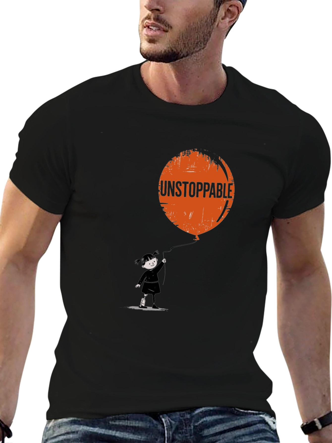 Unstoppable Balloon Graphic Tee - Black Cotton Shirt