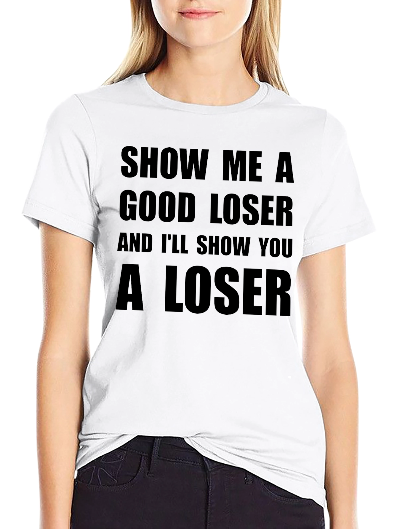 Funny Loser Graphic T-Shirt Black Cotton Tee