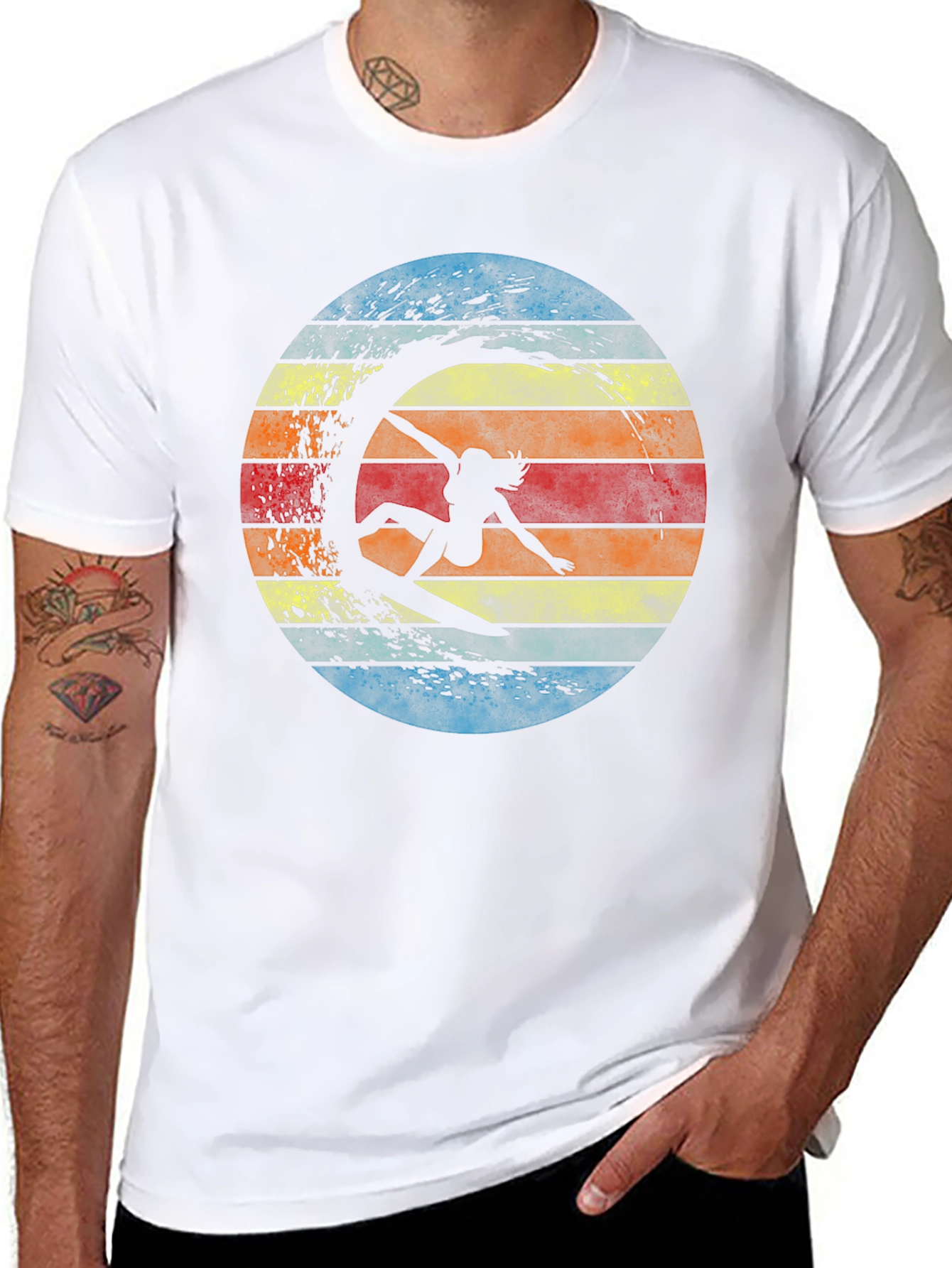 Retro Surfer Silhouette Graphic Tee
