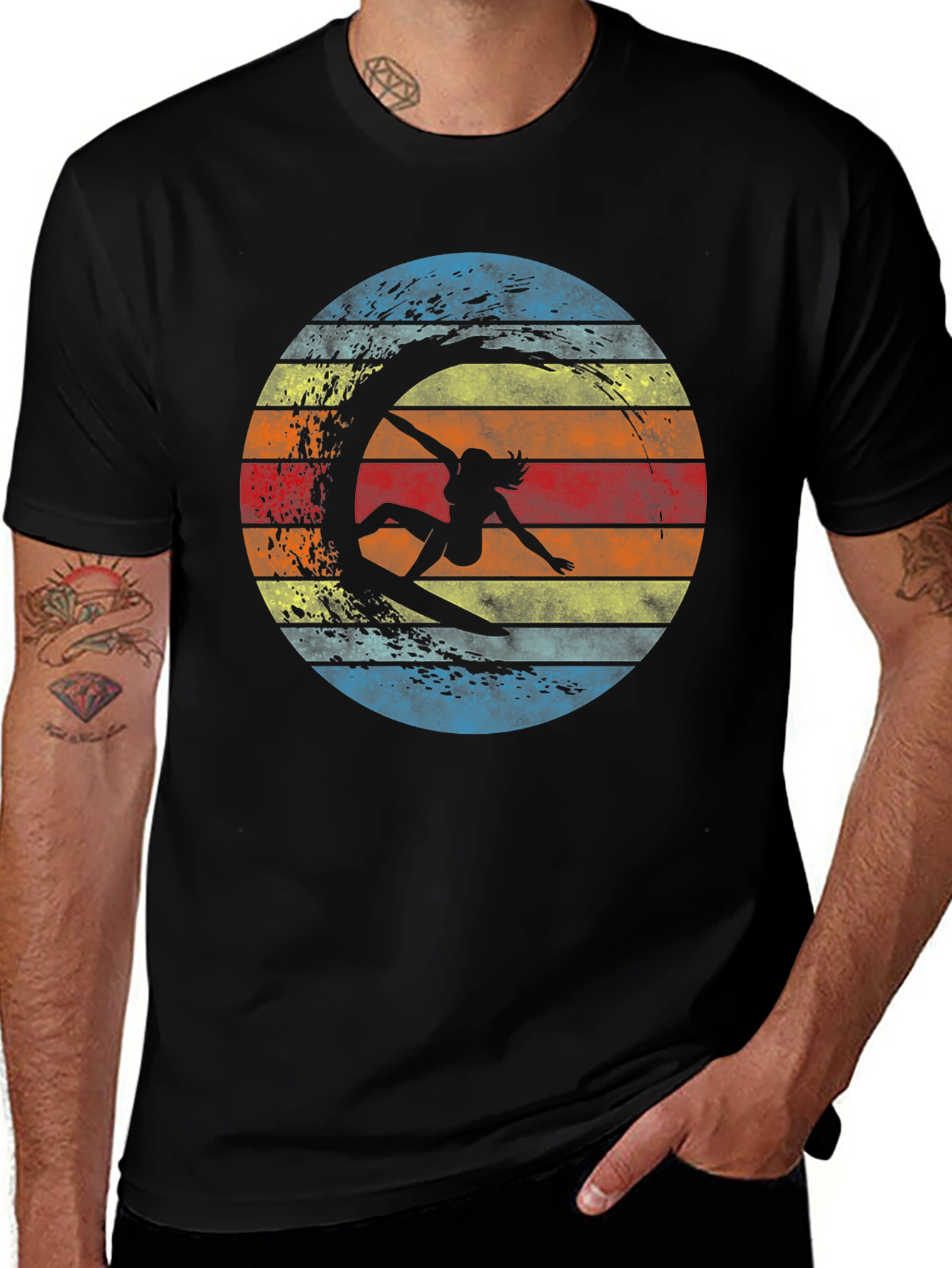 Retro Surfer Silhouette Graphic Tee