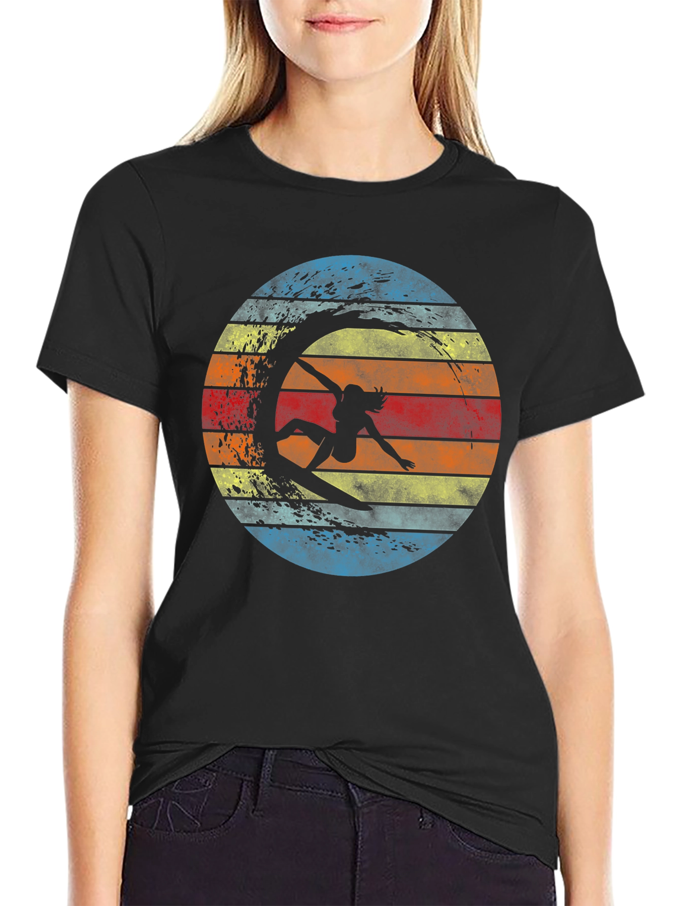 Retro Surfer Silhouette Graphic Tee