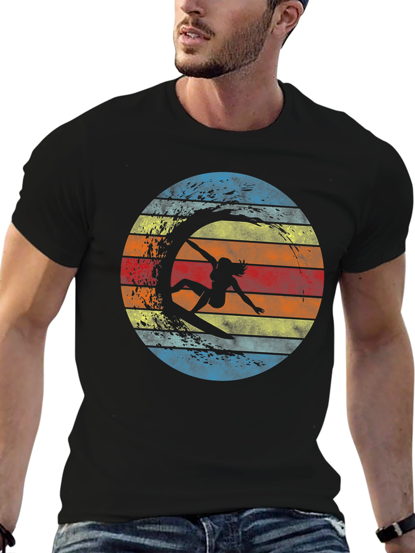 Retro Surfer Silhouette Graphic Tee