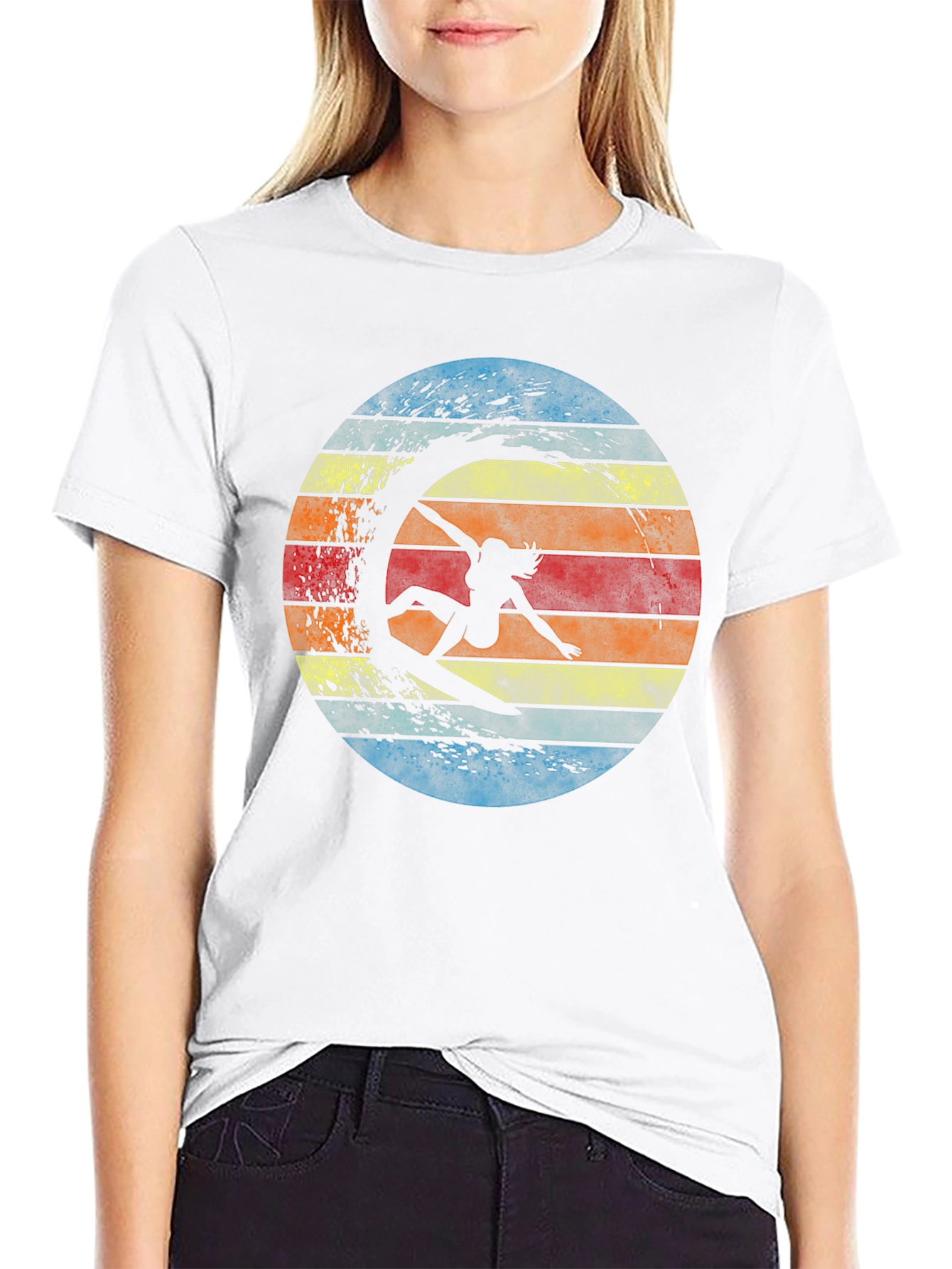 Retro Surfer Silhouette Graphic Tee