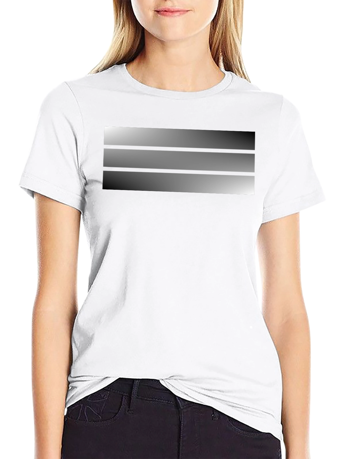 Striped Gradient Design Black T-Shirt