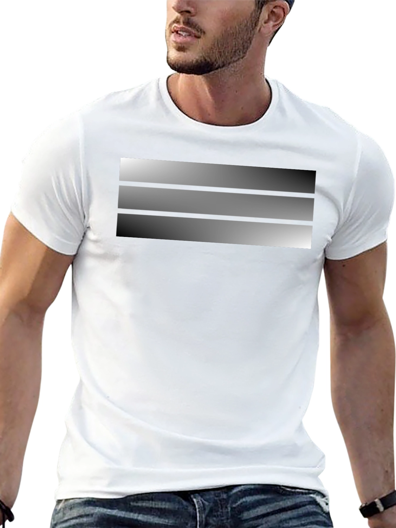 Striped Gradient Design Black T-Shirt