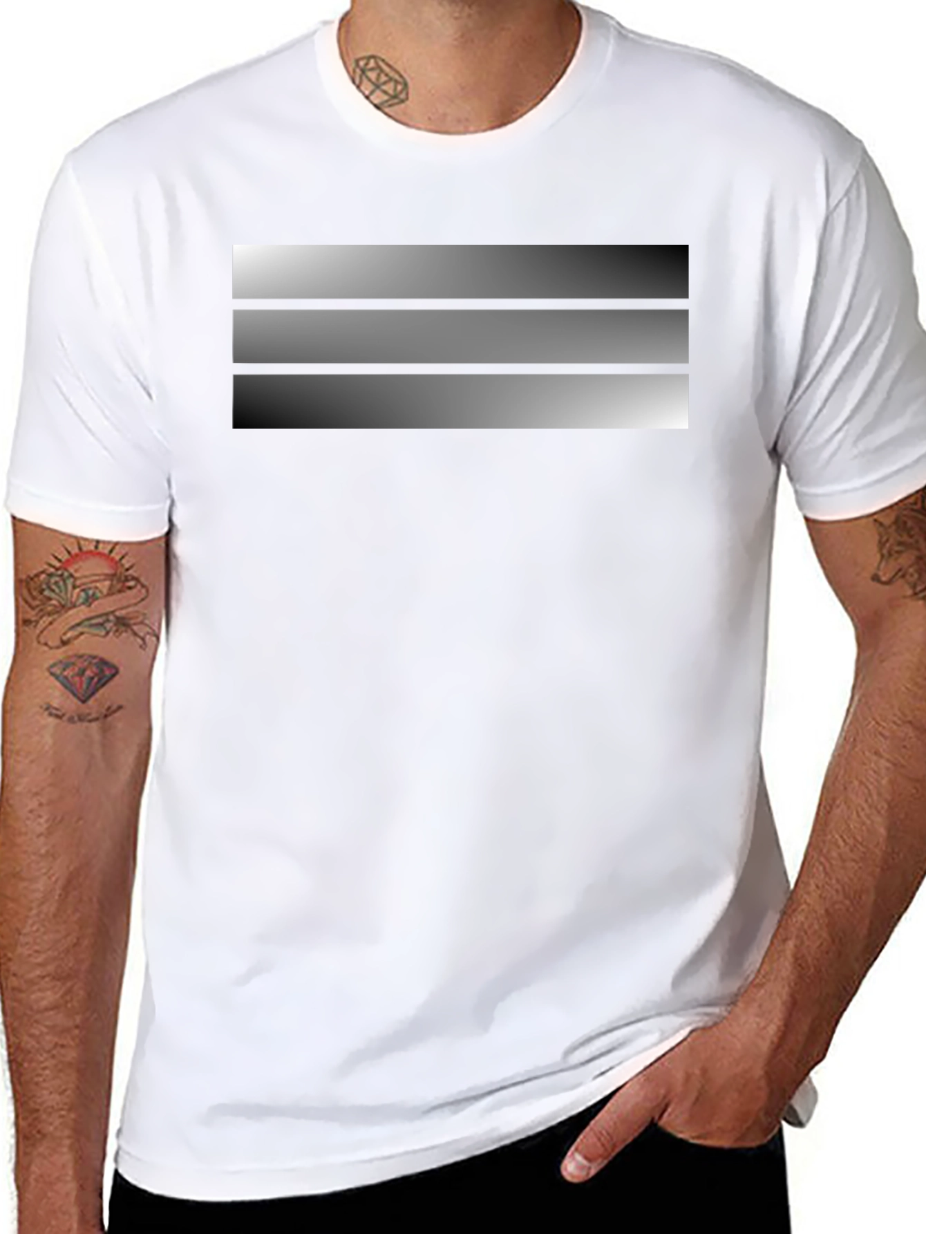 Striped Gradient Design Black T-Shirt