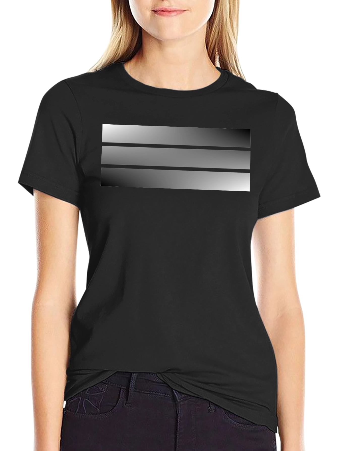 Striped Gradient Design Black T-Shirt