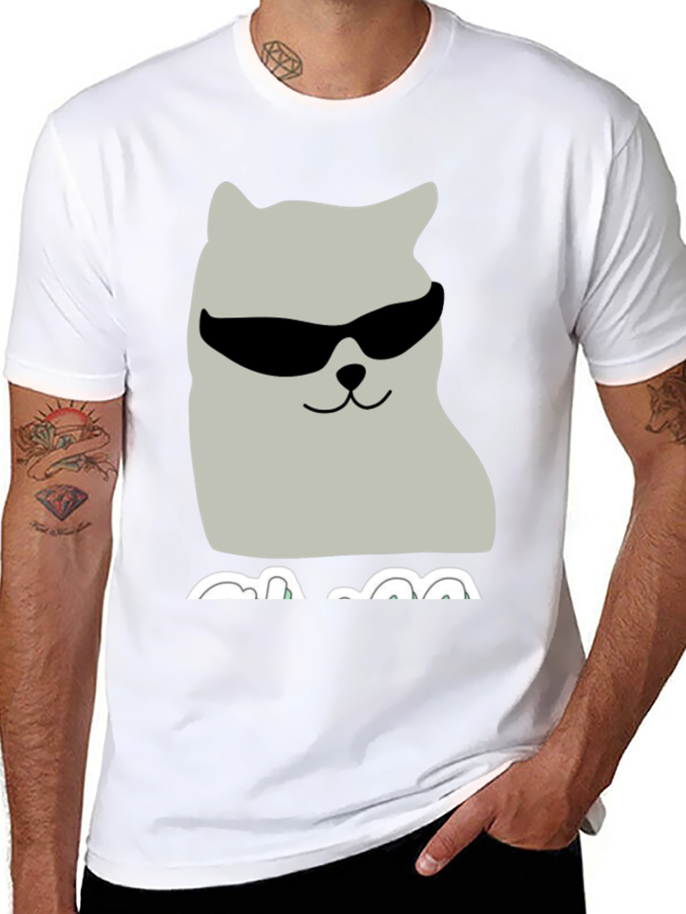 Cool Cat Graphic Tee - Black Cotton T-Shirt