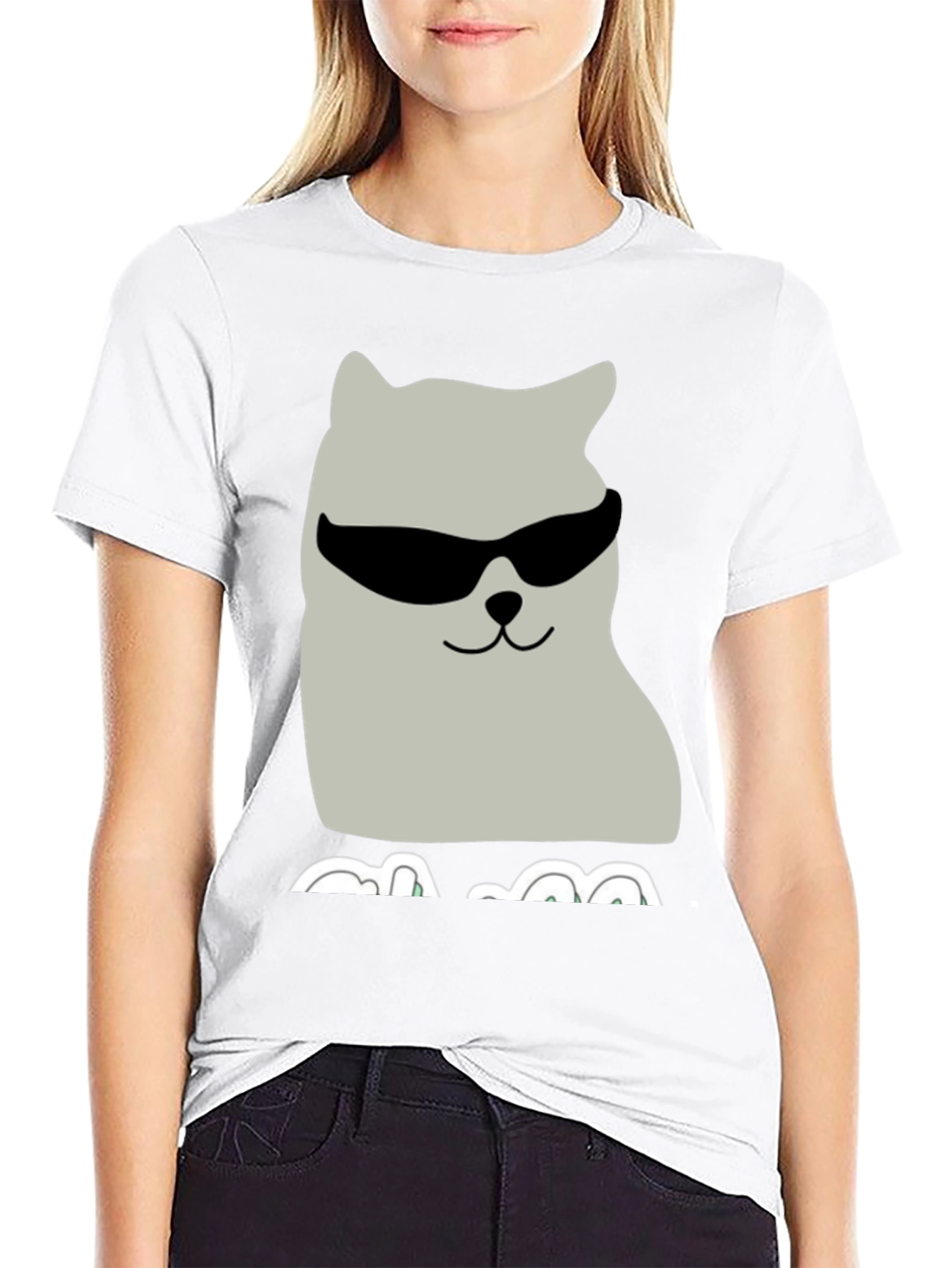 Cool Cat Graphic Tee - Black Cotton T-Shirt