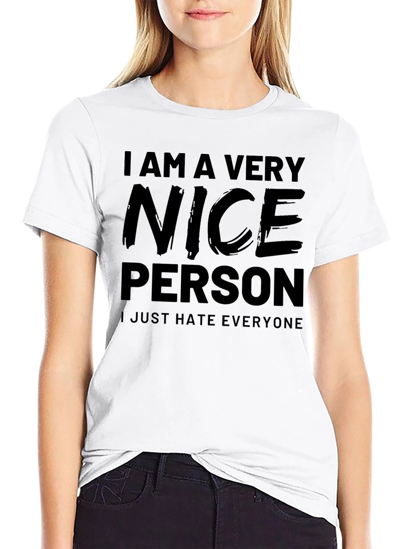 Funny I Am A Very Nice Person Black T-Shirt