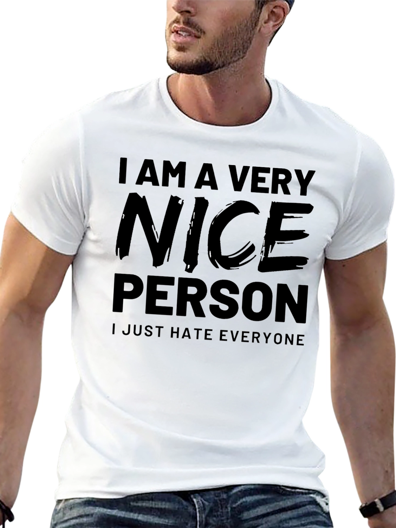 Funny I Am A Very Nice Person Black T-Shirt