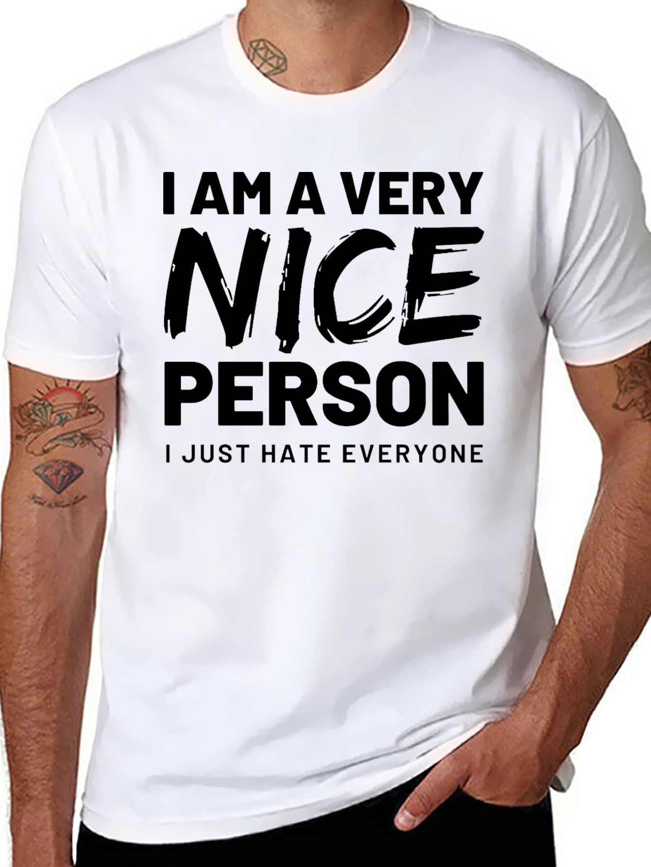 Funny I Am A Very Nice Person Black T-Shirt