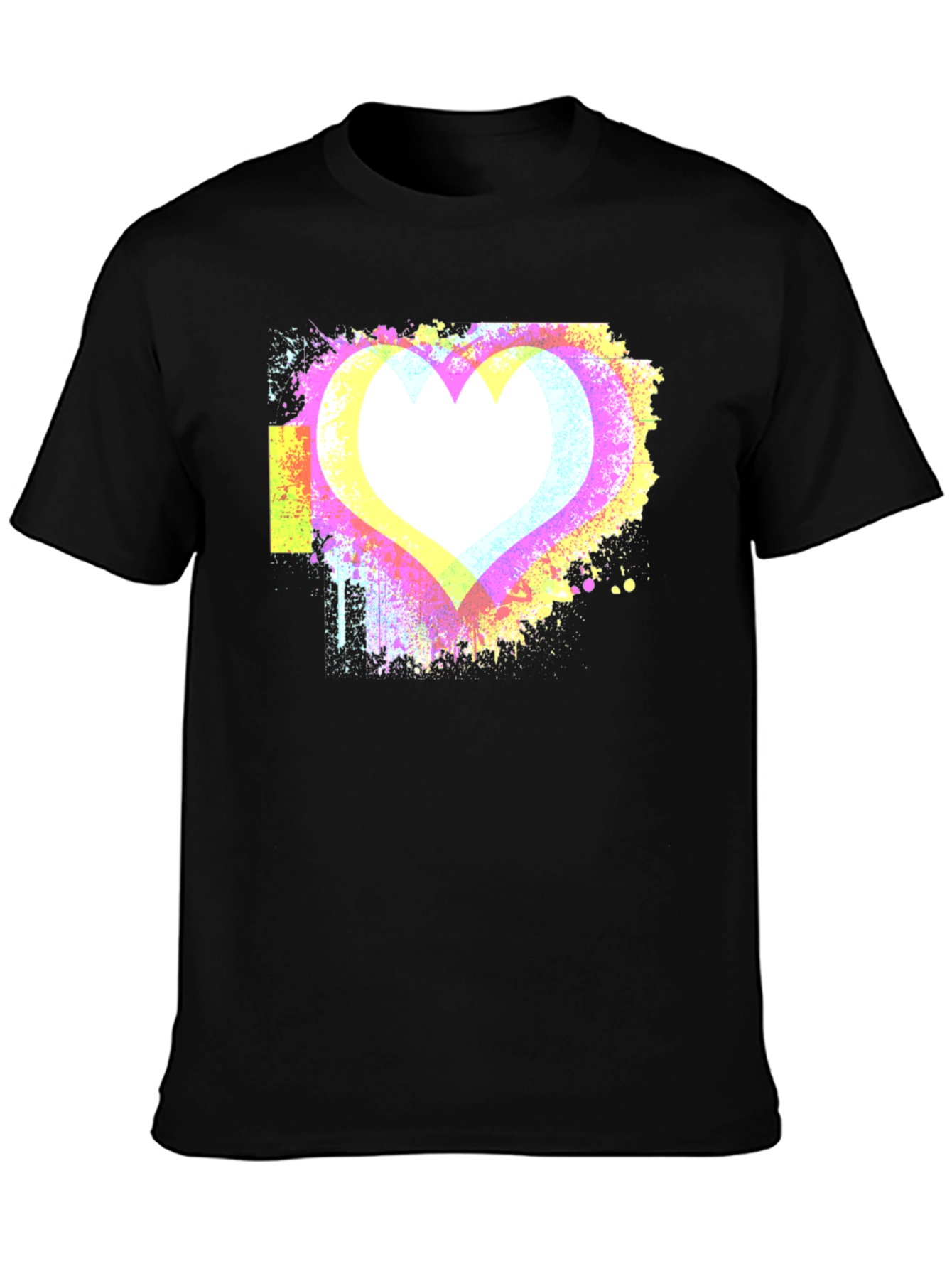 Abstract Heart Graphic Black Tee