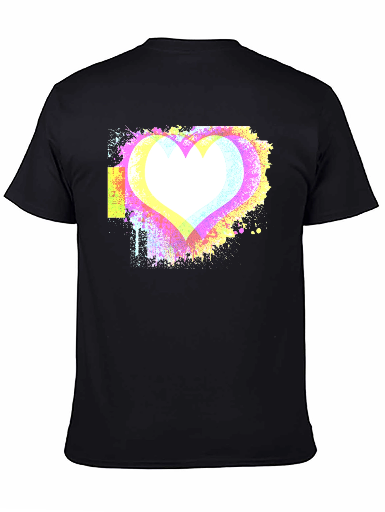Abstract Heart Graphic Black Tee