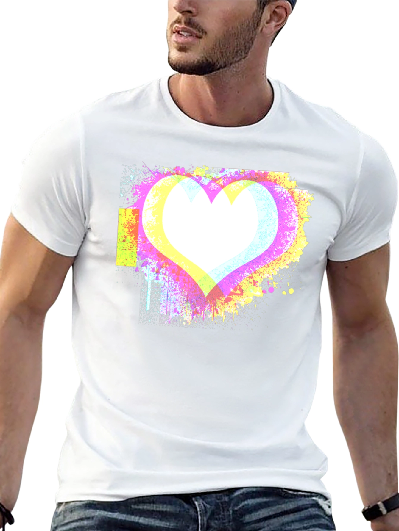 Abstract Heart Graphic Black Tee