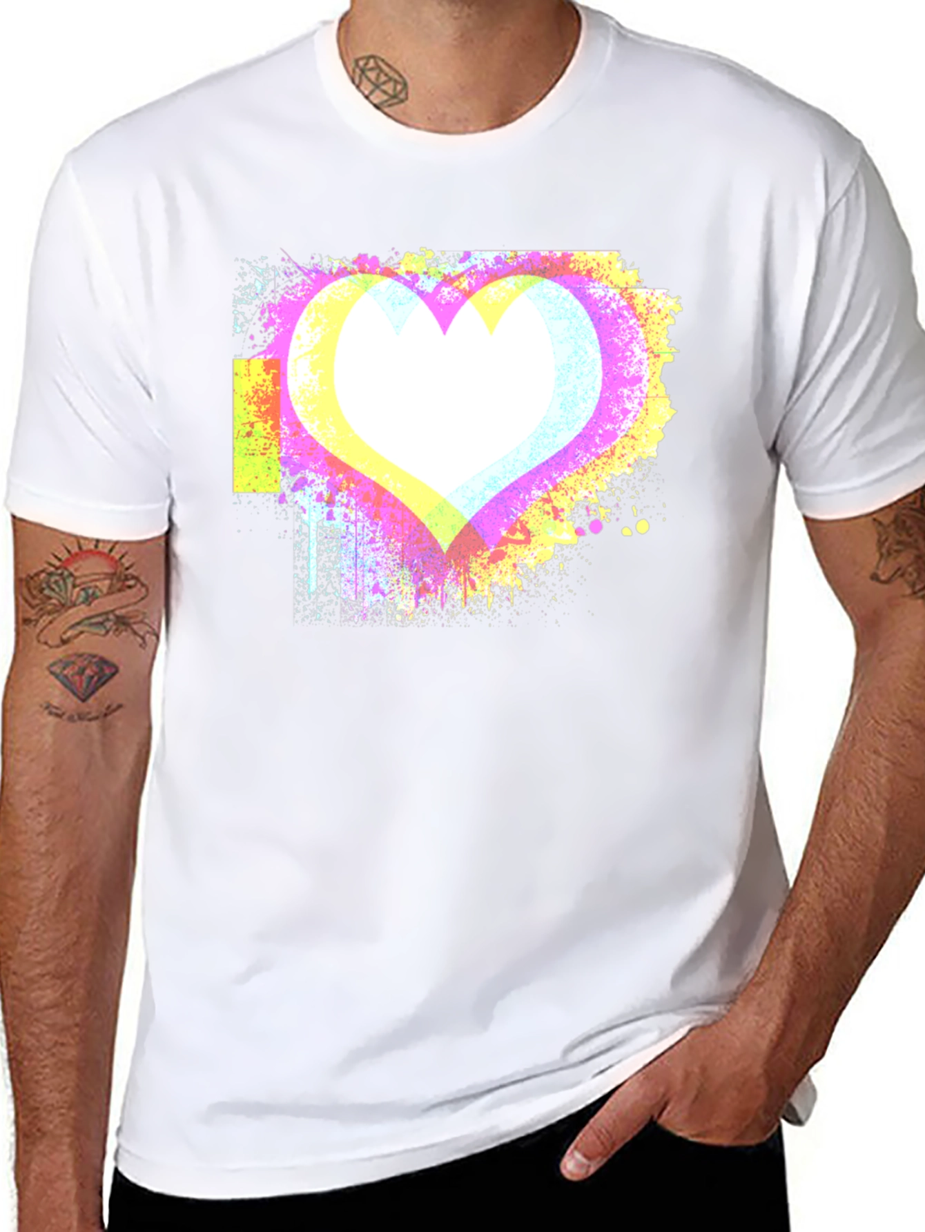 Abstract Heart Graphic Black Tee