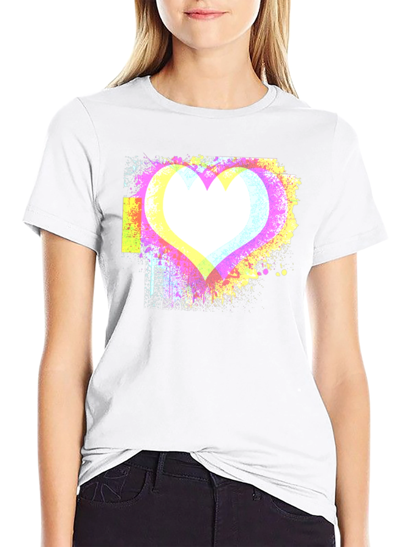 Abstract Heart Graphic Black Tee