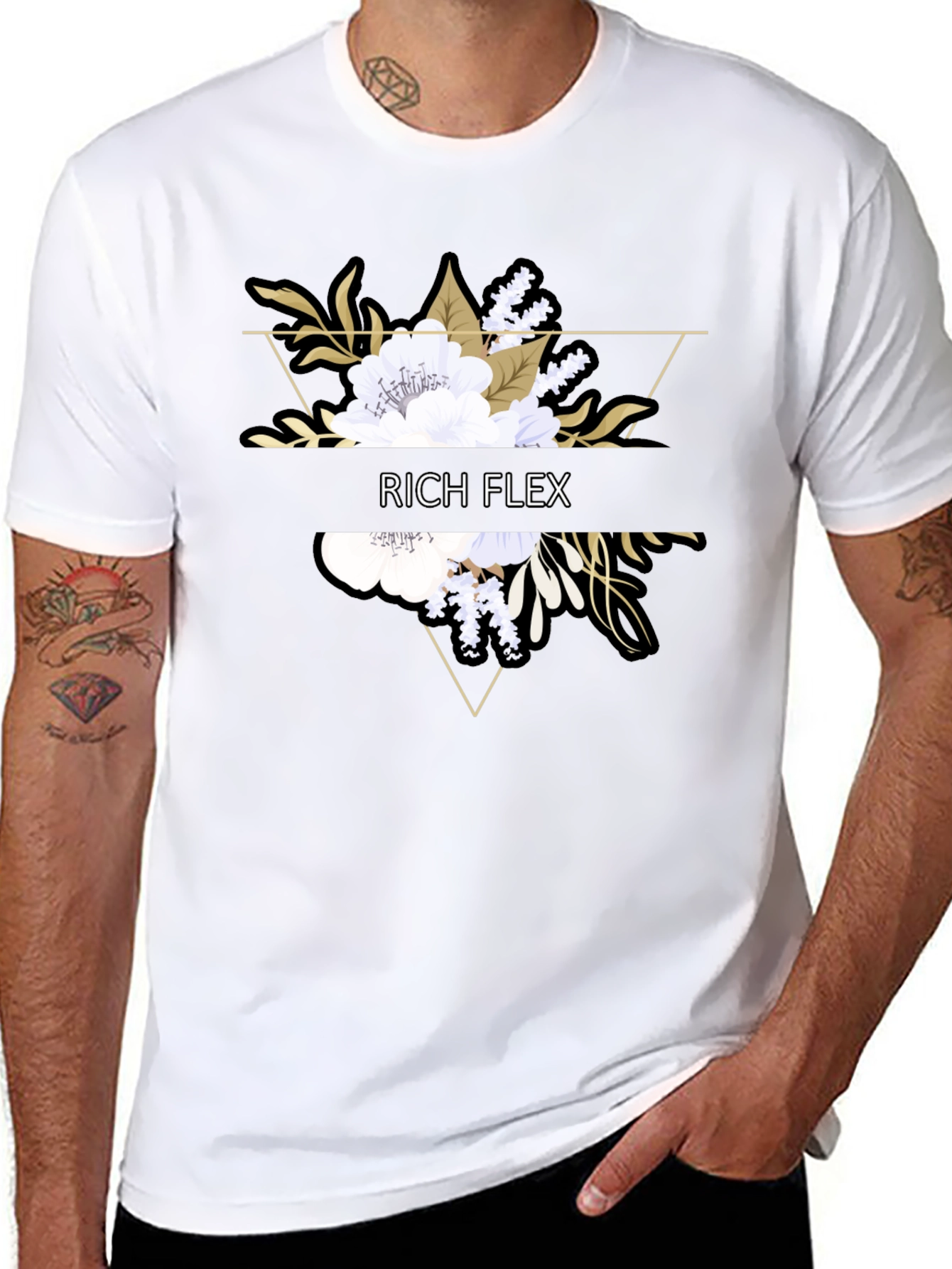 Rich Flex Floral Graphic Black T-Shirt