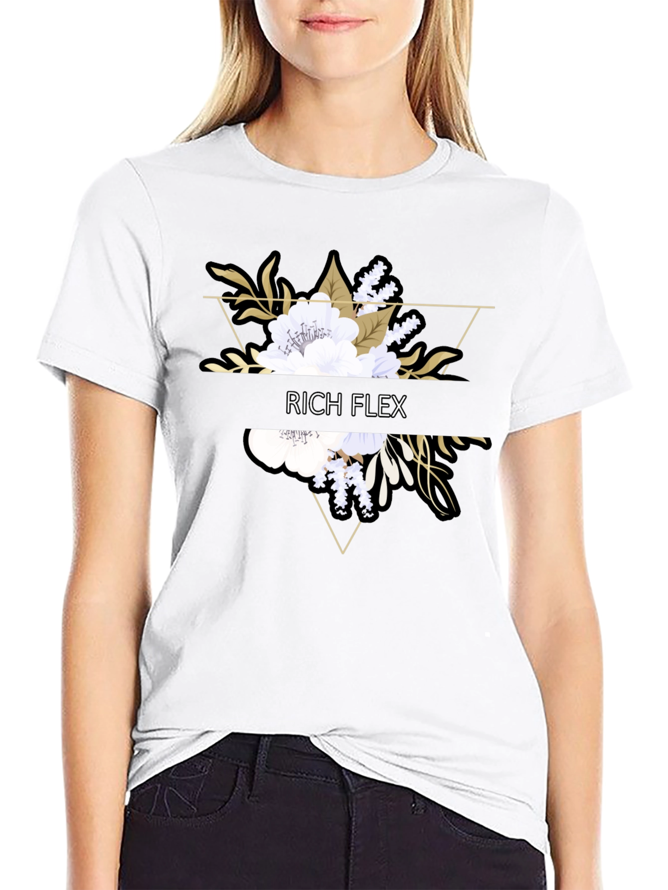 Rich Flex Floral Graphic Black T-Shirt
