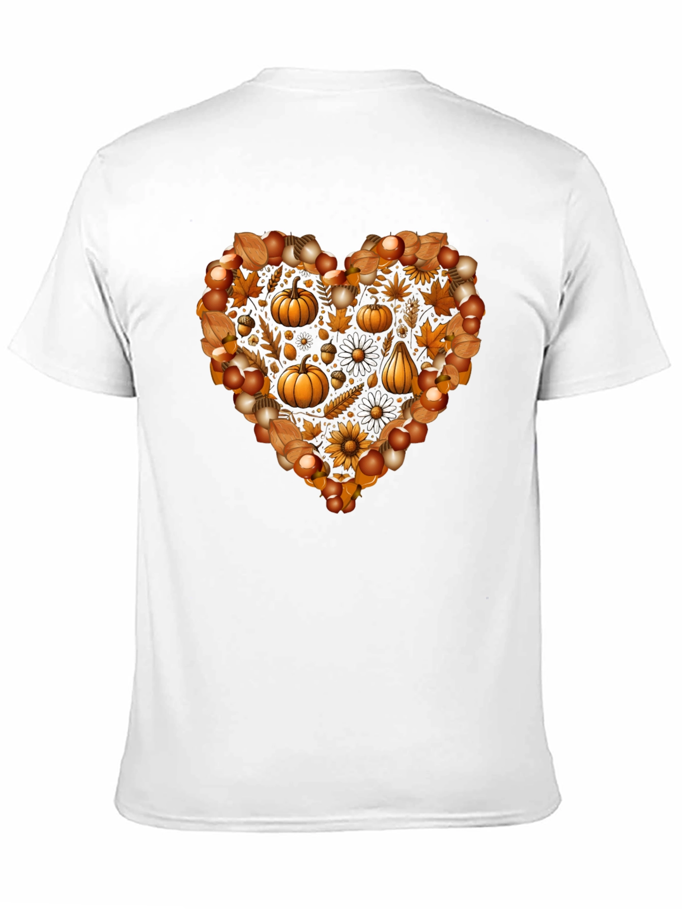 Fall Heart T-Shirt - Pumpkin & Floral Design