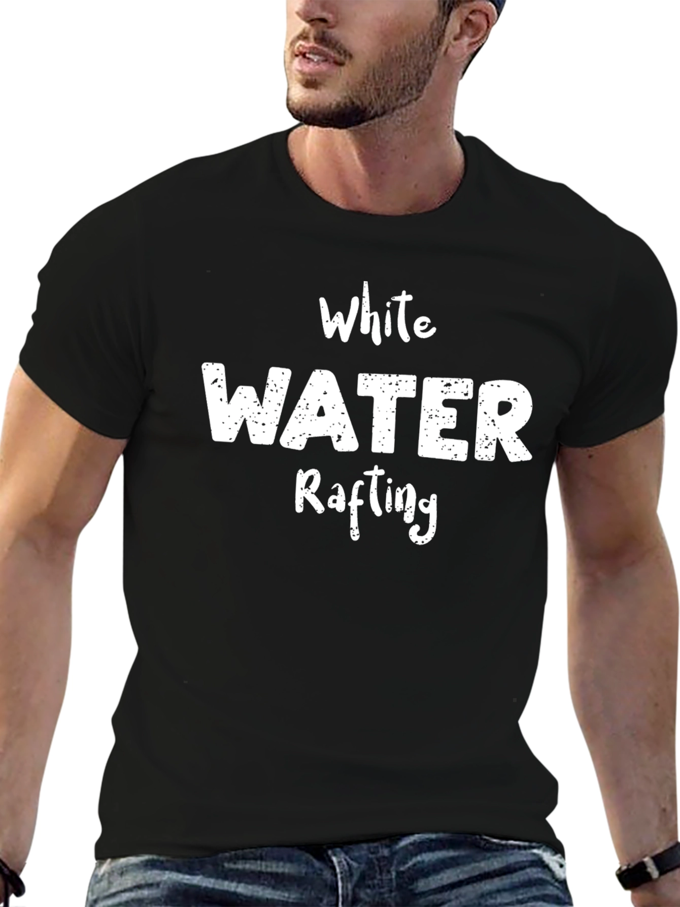 White Water Rafting Graphic T-Shirt - Black