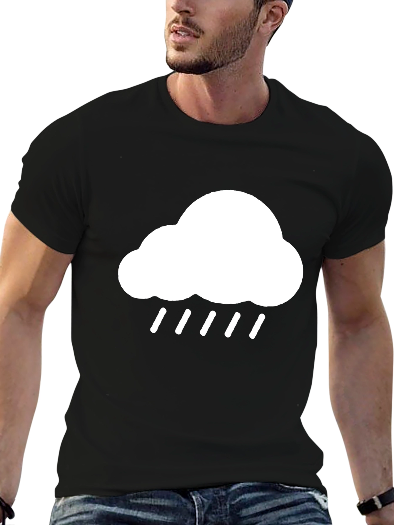 Cloud Rain Graphic Black T-Shirt