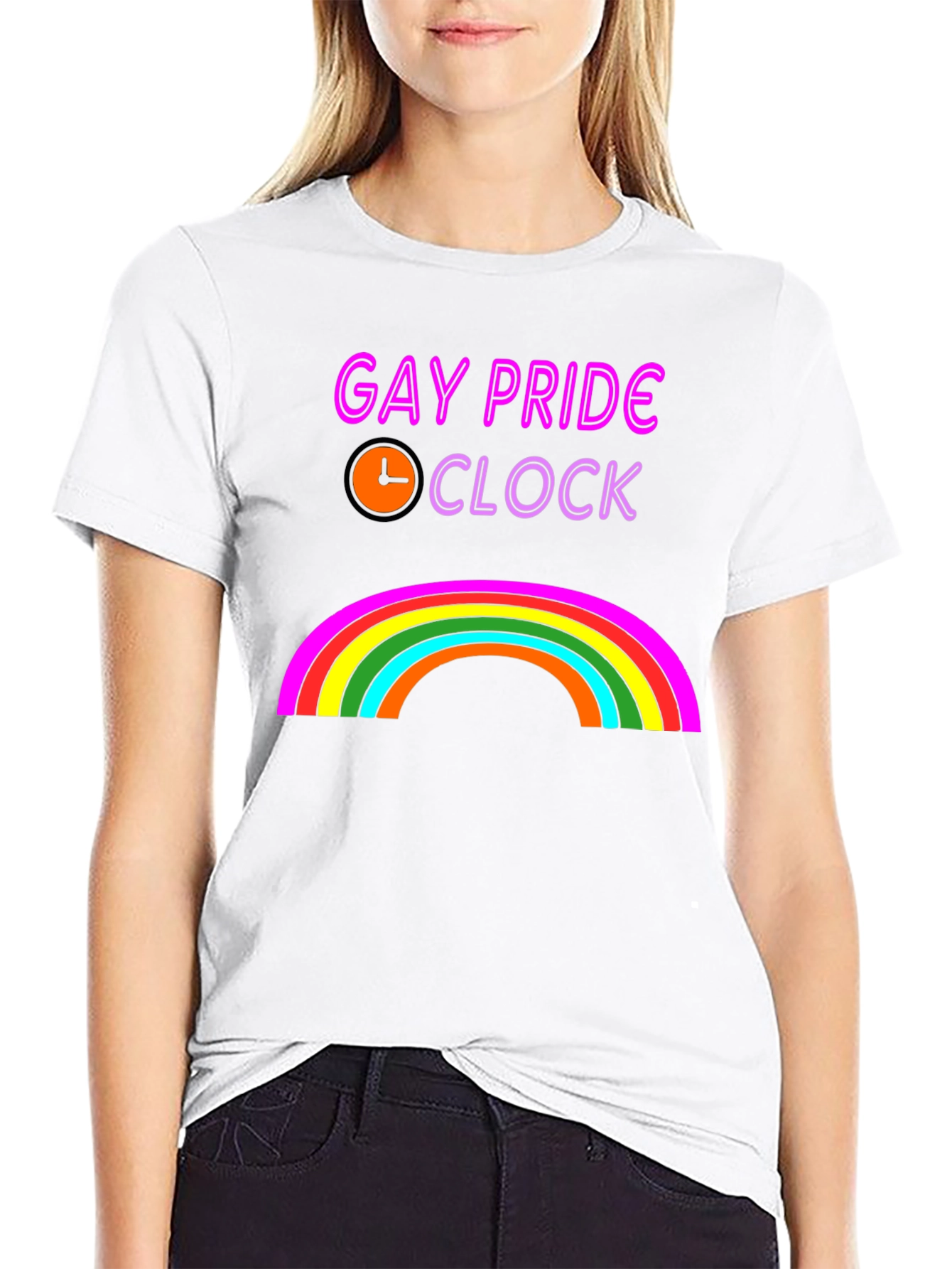 Gay Pride Clock Rainbow Graphic T-Shirt