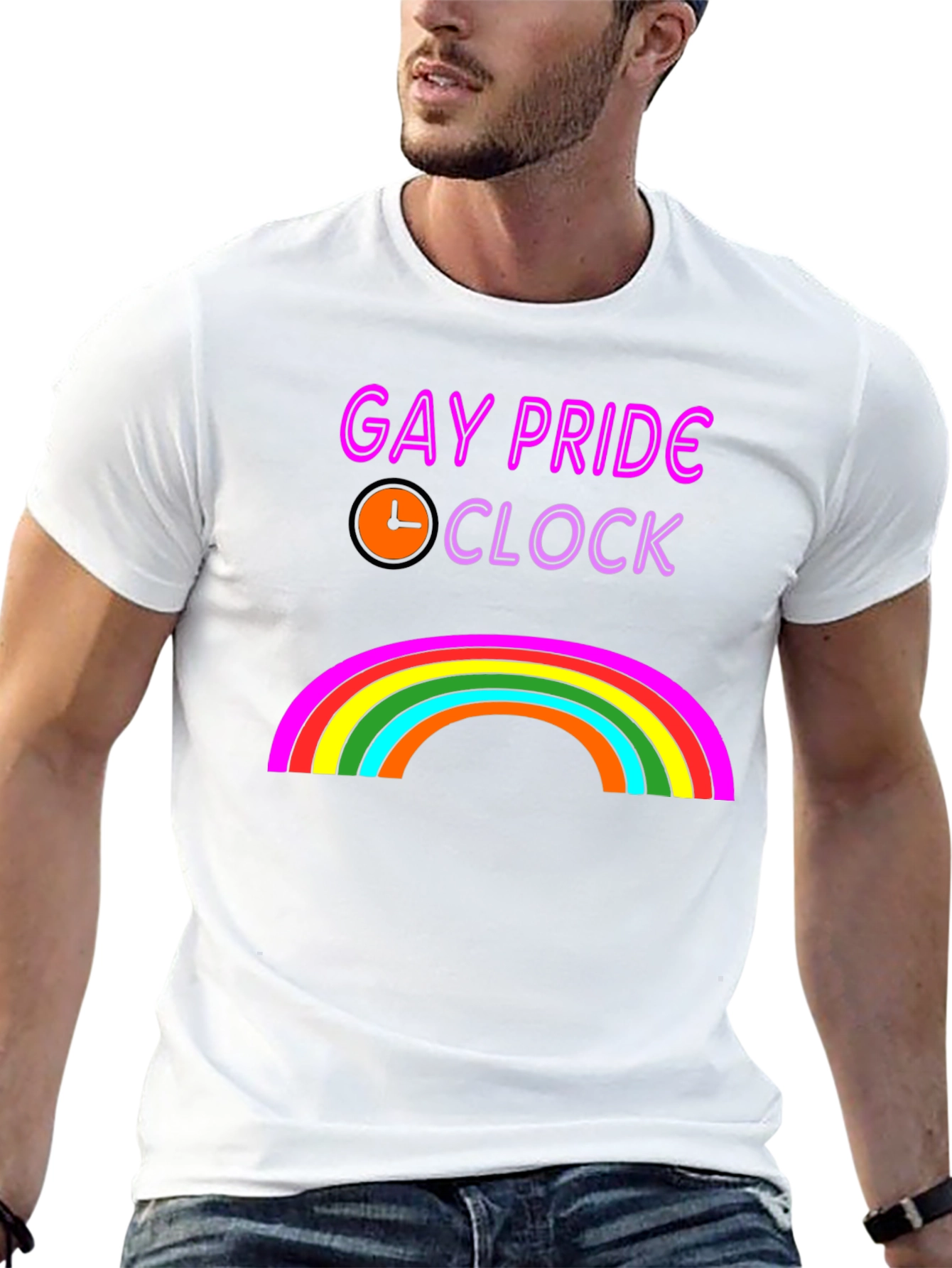 Gay Pride Clock Rainbow Graphic T-Shirt