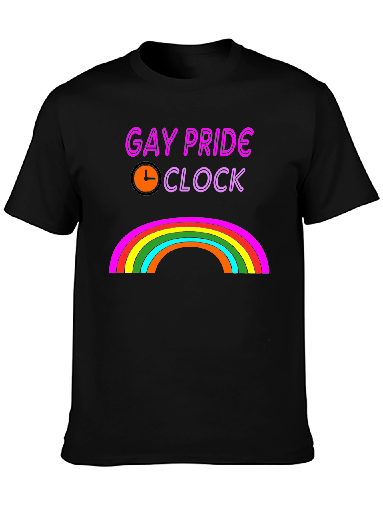 Gay Pride Clock Rainbow Graphic T-Shirt