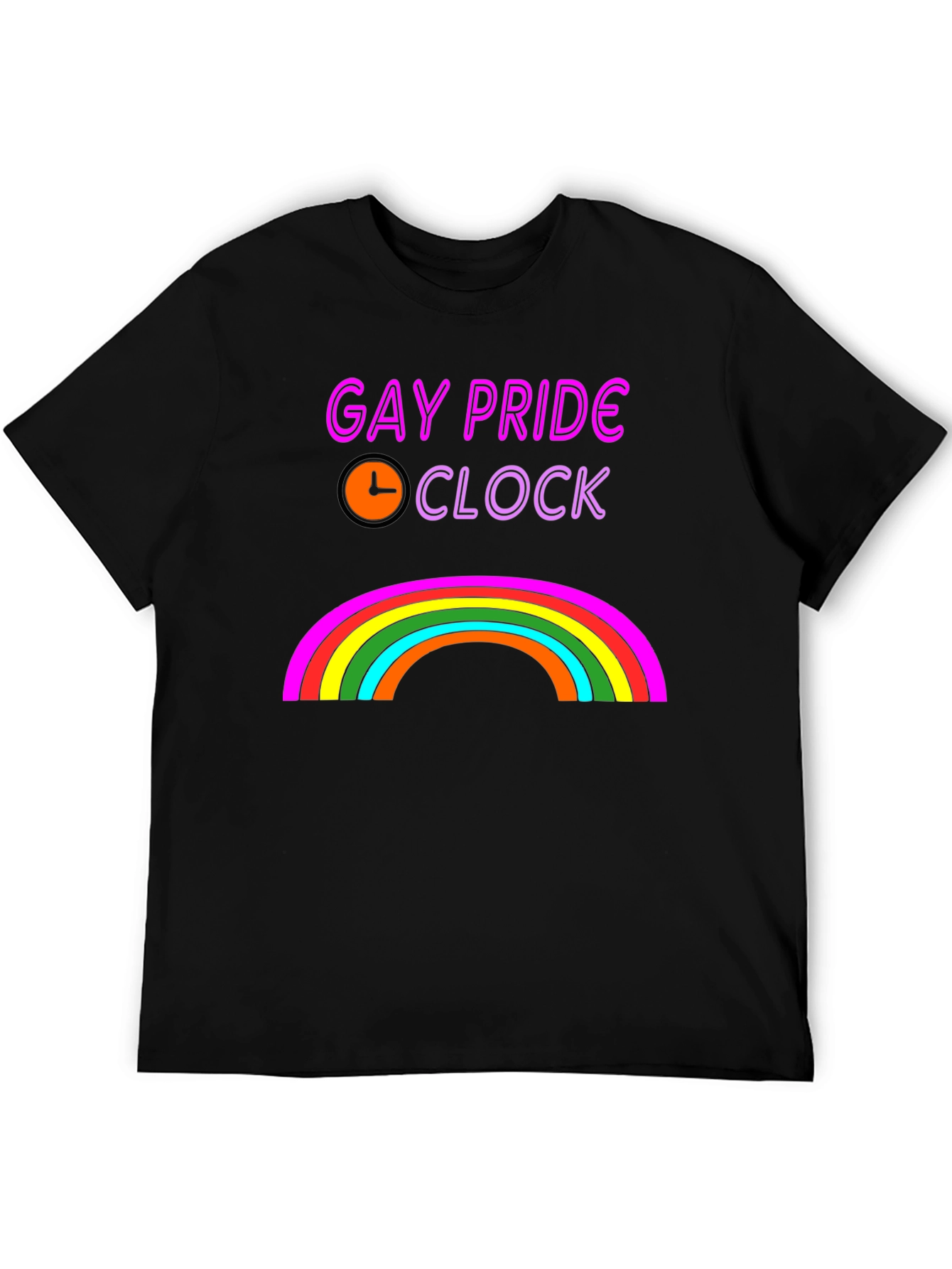 Gay Pride Clock Rainbow Graphic T-Shirt