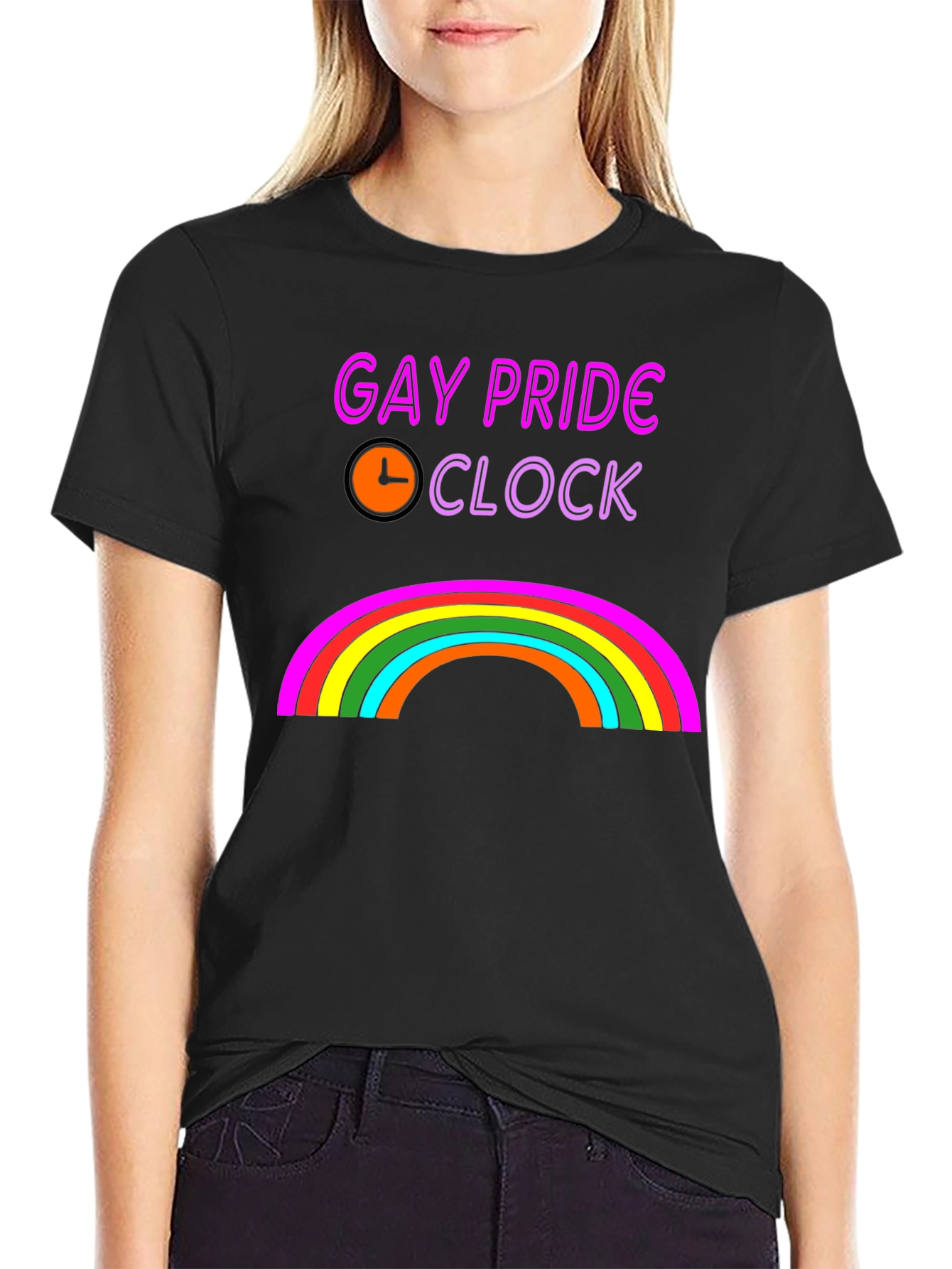 Gay Pride Clock Rainbow Graphic T-Shirt