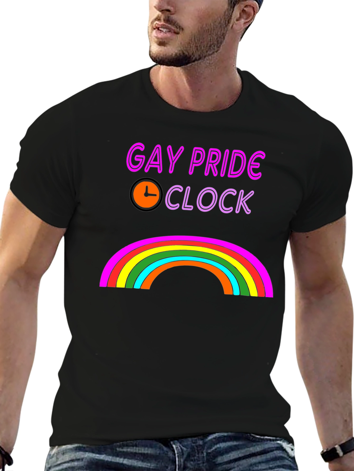 Gay Pride Clock Rainbow Graphic T-Shirt