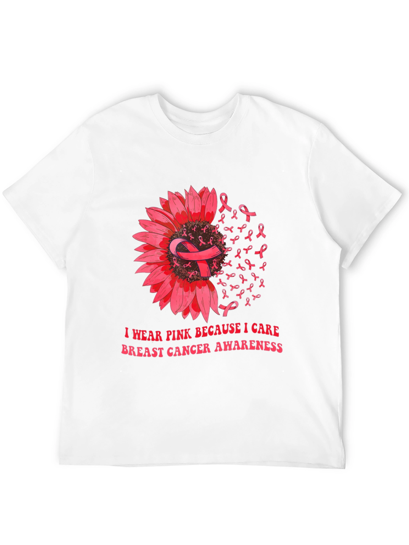 Pink Ribbon Breast Cancer Awareness Sunflower T-Shirt