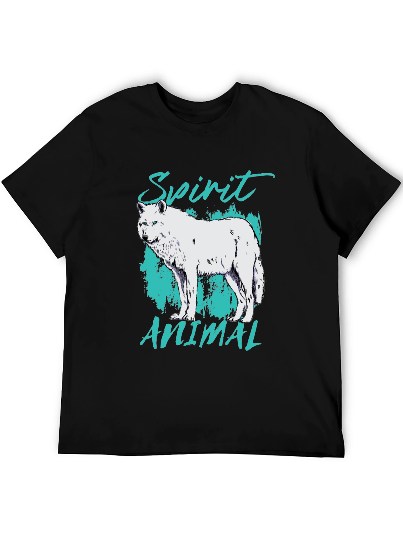 Spirit Animal Wolf Graphic Tee - Black Cotton Blend